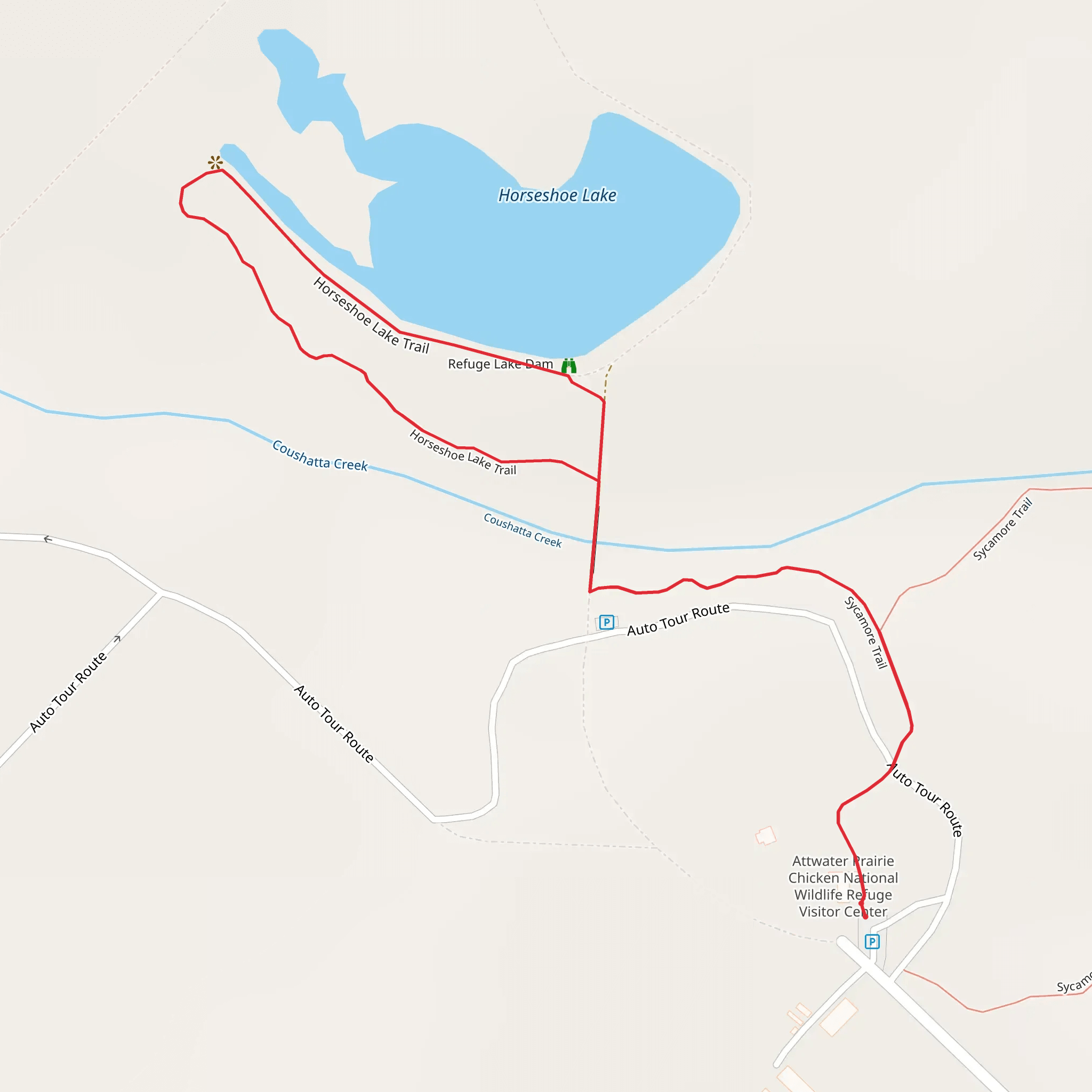 Horseshoe Lake via Sycamore Trail mobile static map