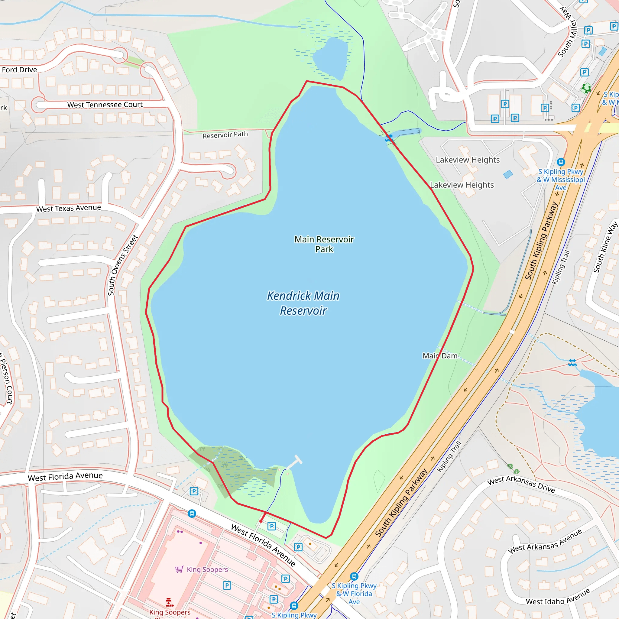 Kendrick East Reservoir Loop mobile static map