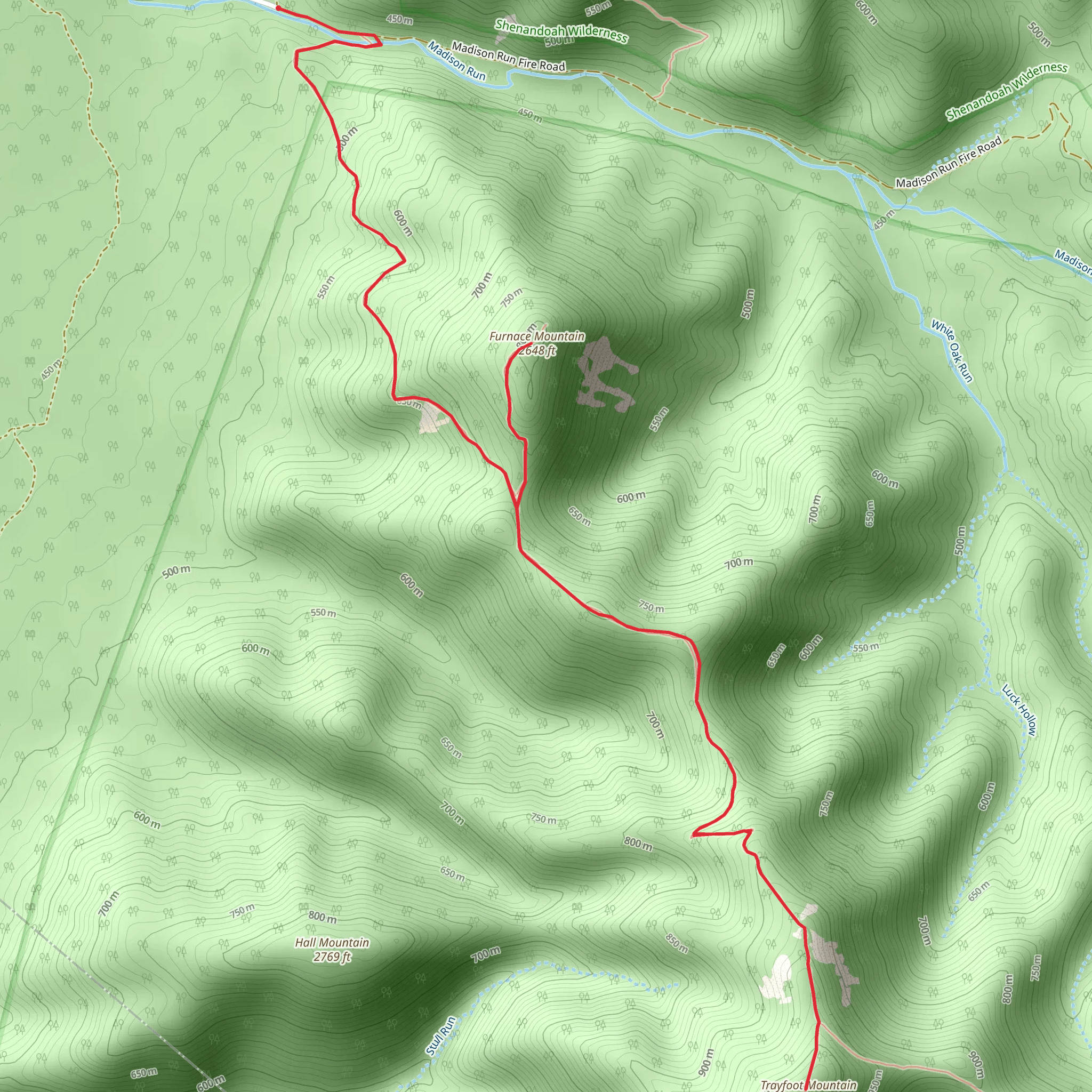 Furnace Mountain and Trayfoot Mountain mobile static map