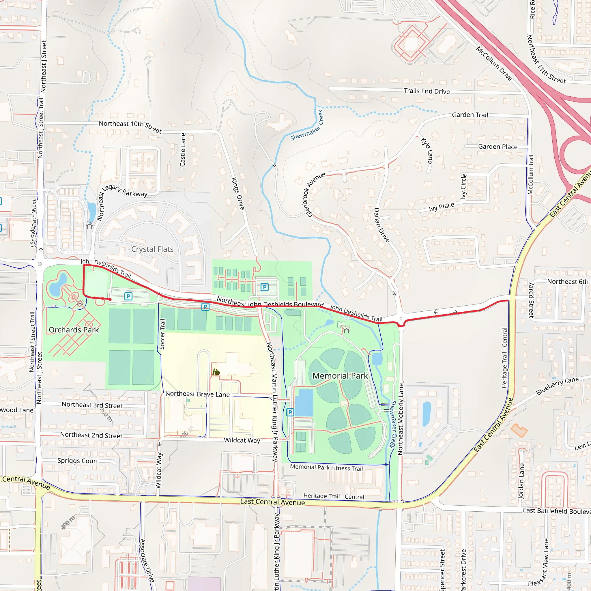 John DeSheilds Trail mobile static map