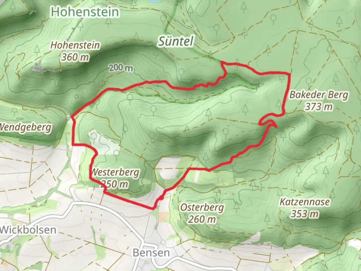 An image depicting the trail HO9 Roter Stein Route and its surrounding area.