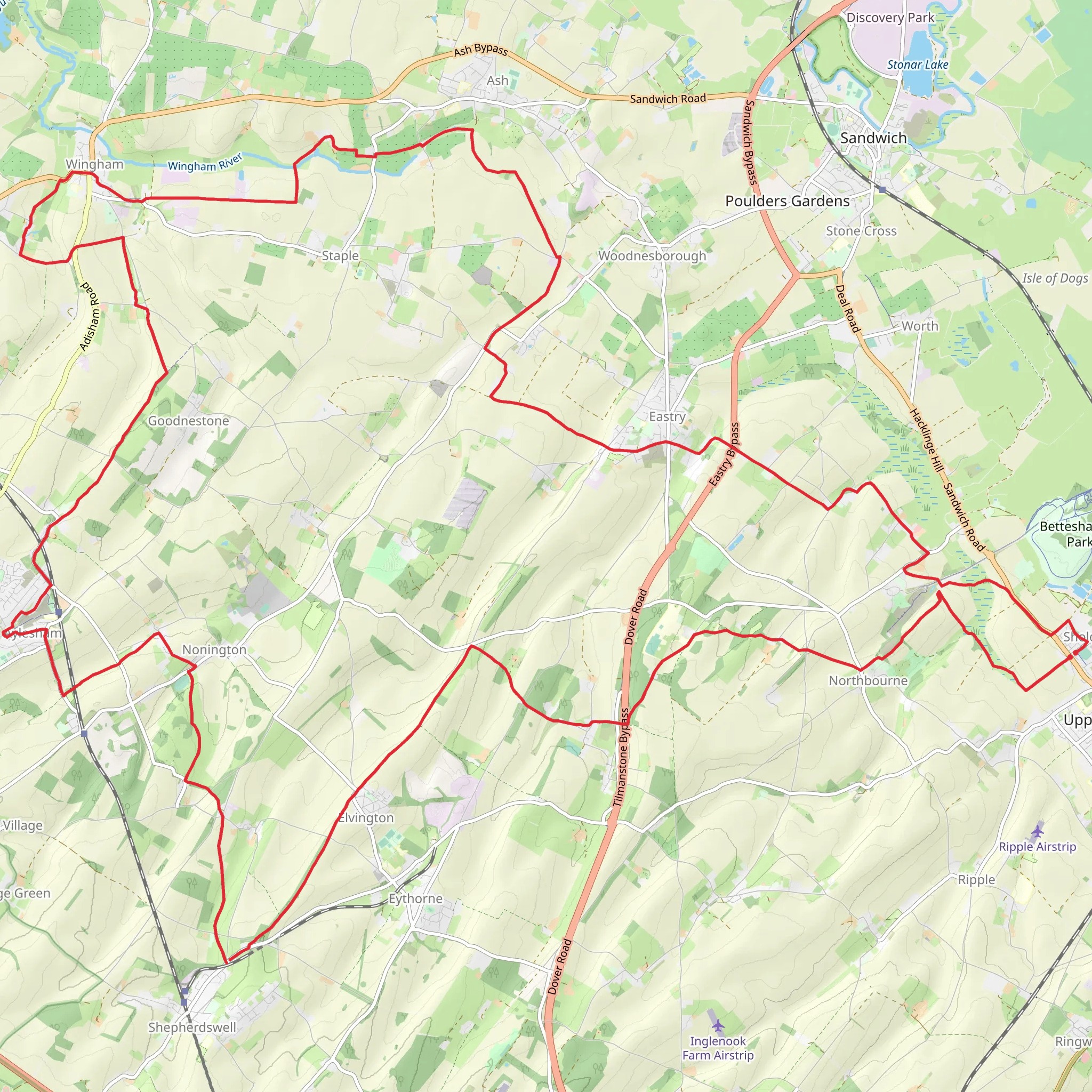 Miner's Way from Sholden in Kent mobile static map