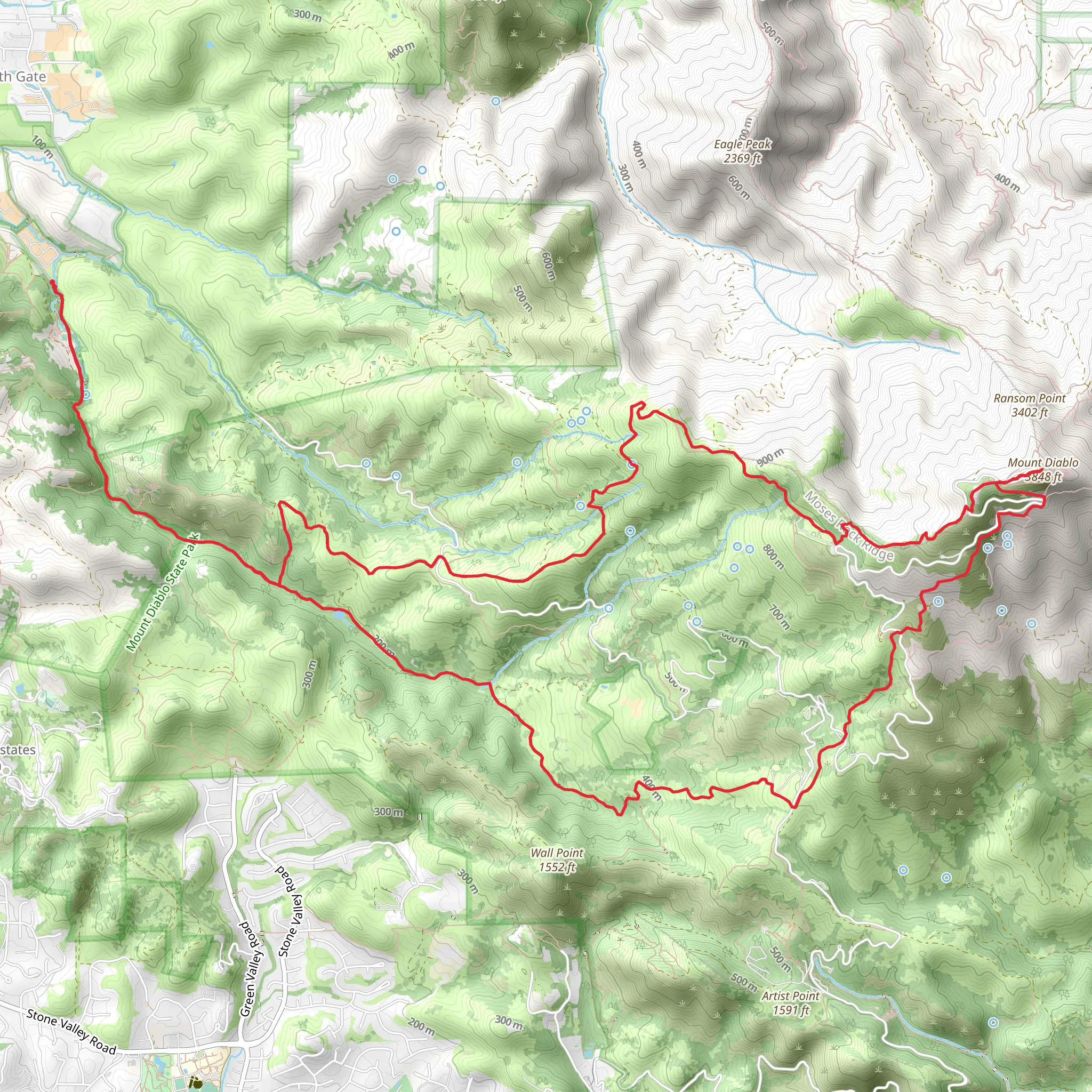 Mount Diablo via Juniper Trail and Summit Trail mobile static map