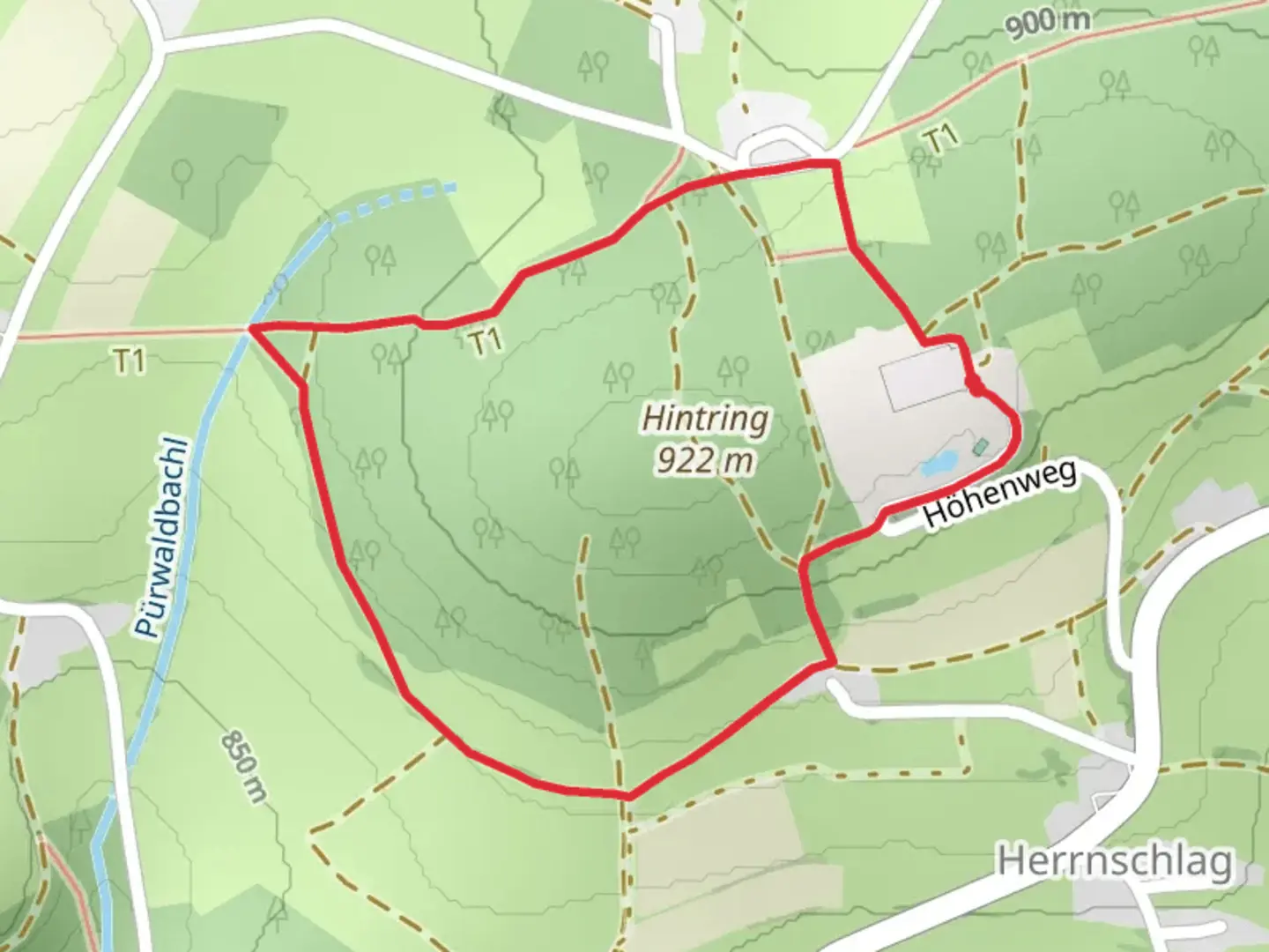 An image depicting the trail S7 AVIVA Alm Weg and its surrounding area.