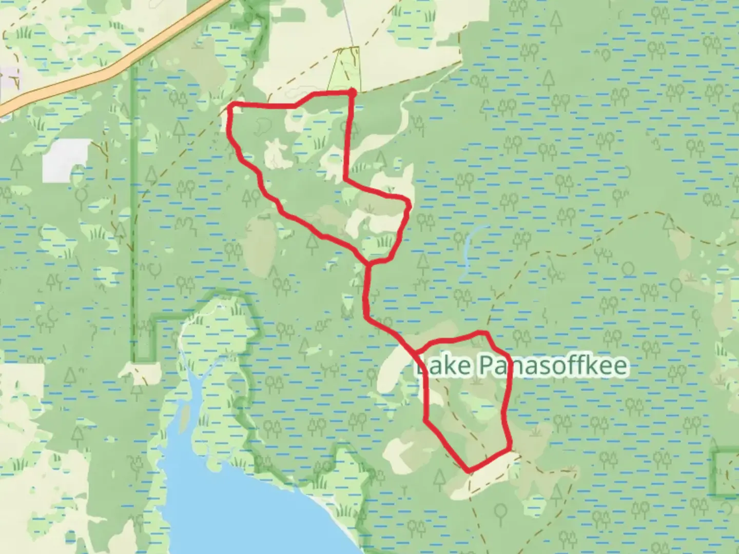 An image depicting the trail Little Jones Creek via Lake Panasoffkee Loop and its surrounding area.