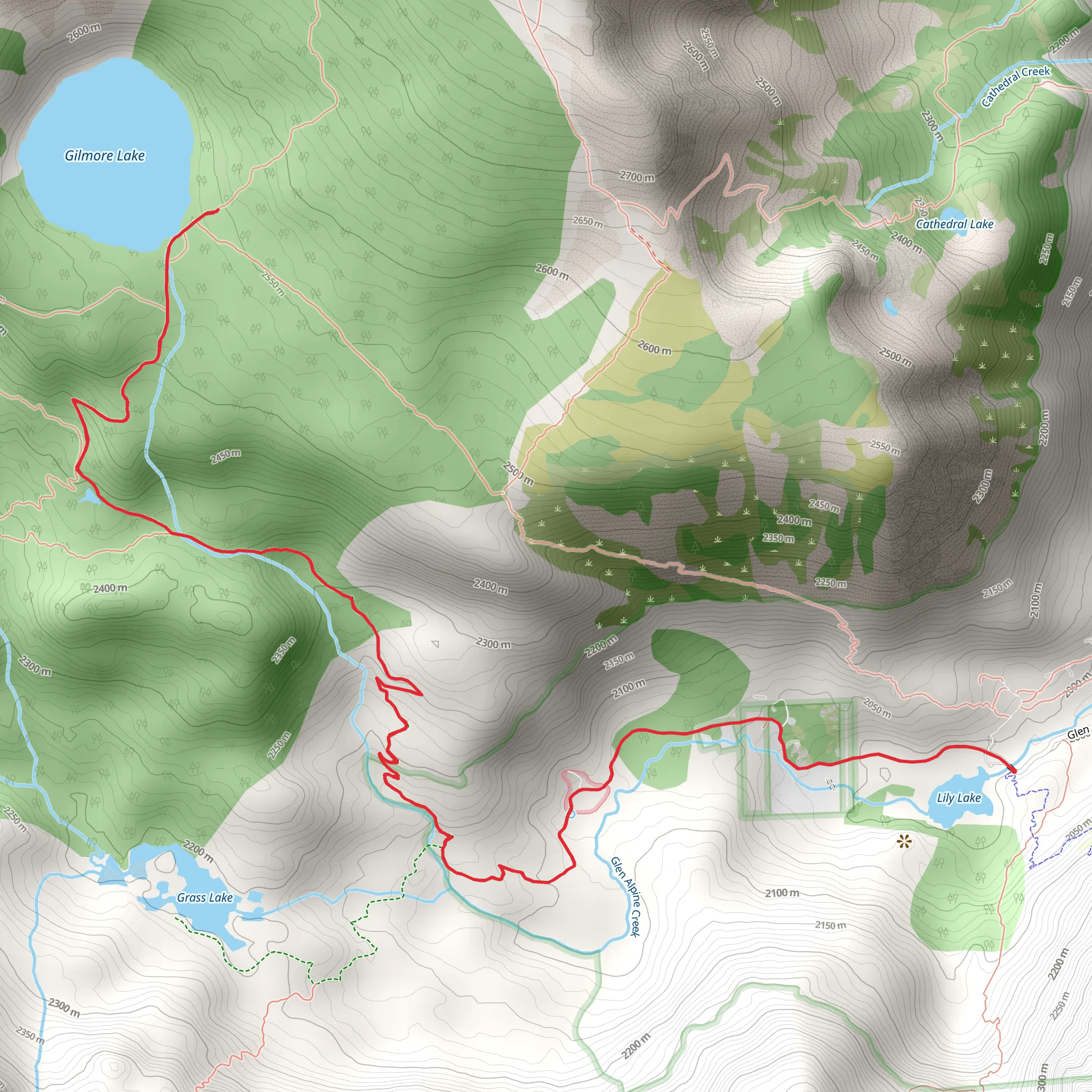 Gilmore Lake via Glen Alpine Trail mobile static map