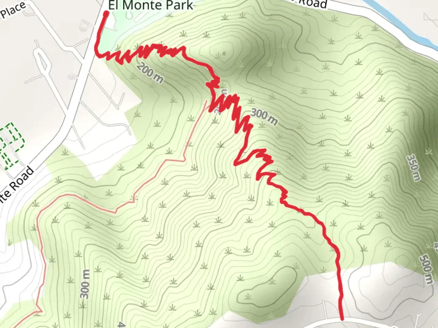An image depicting the trail El Monte Trail and its surrounding area.