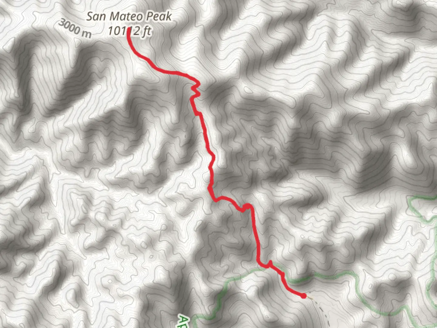 An image depicting the trail San Mateo Peak via Apache Kid Trail and its surrounding area.