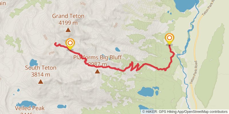 Garnet Canyon to The Lower Saddle Trail stage 2 Map