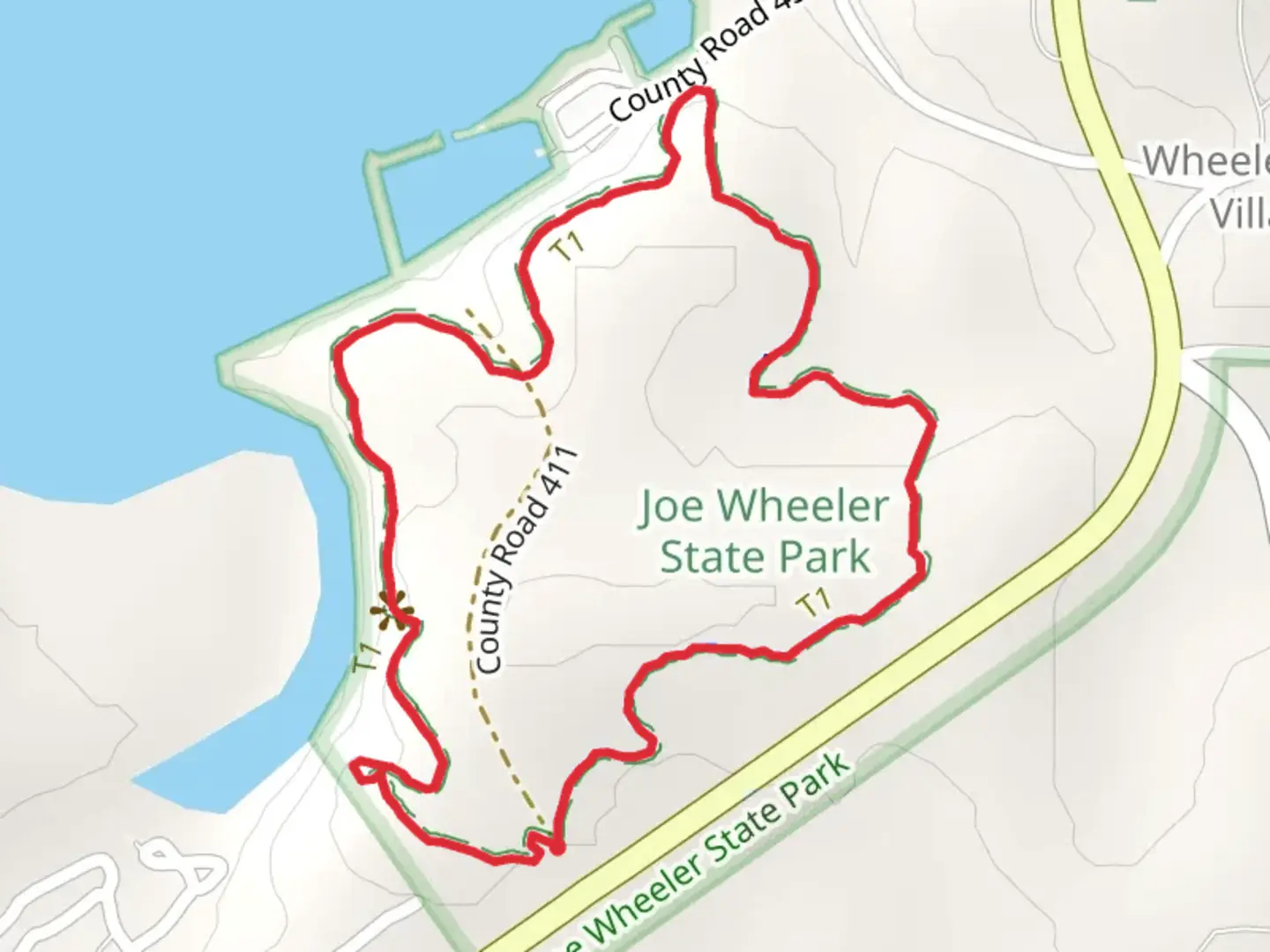An image depicting the trail Joe Wheeler State Park Multi-Use Loop Trail and its surrounding area.