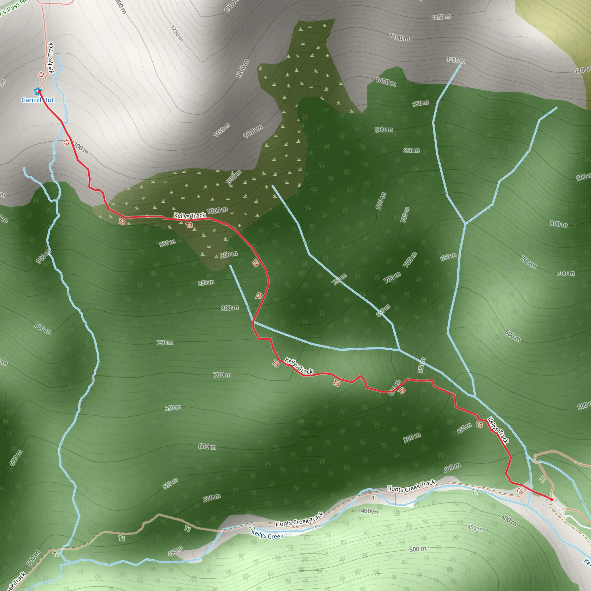 Carroll Hut Track mobile static map