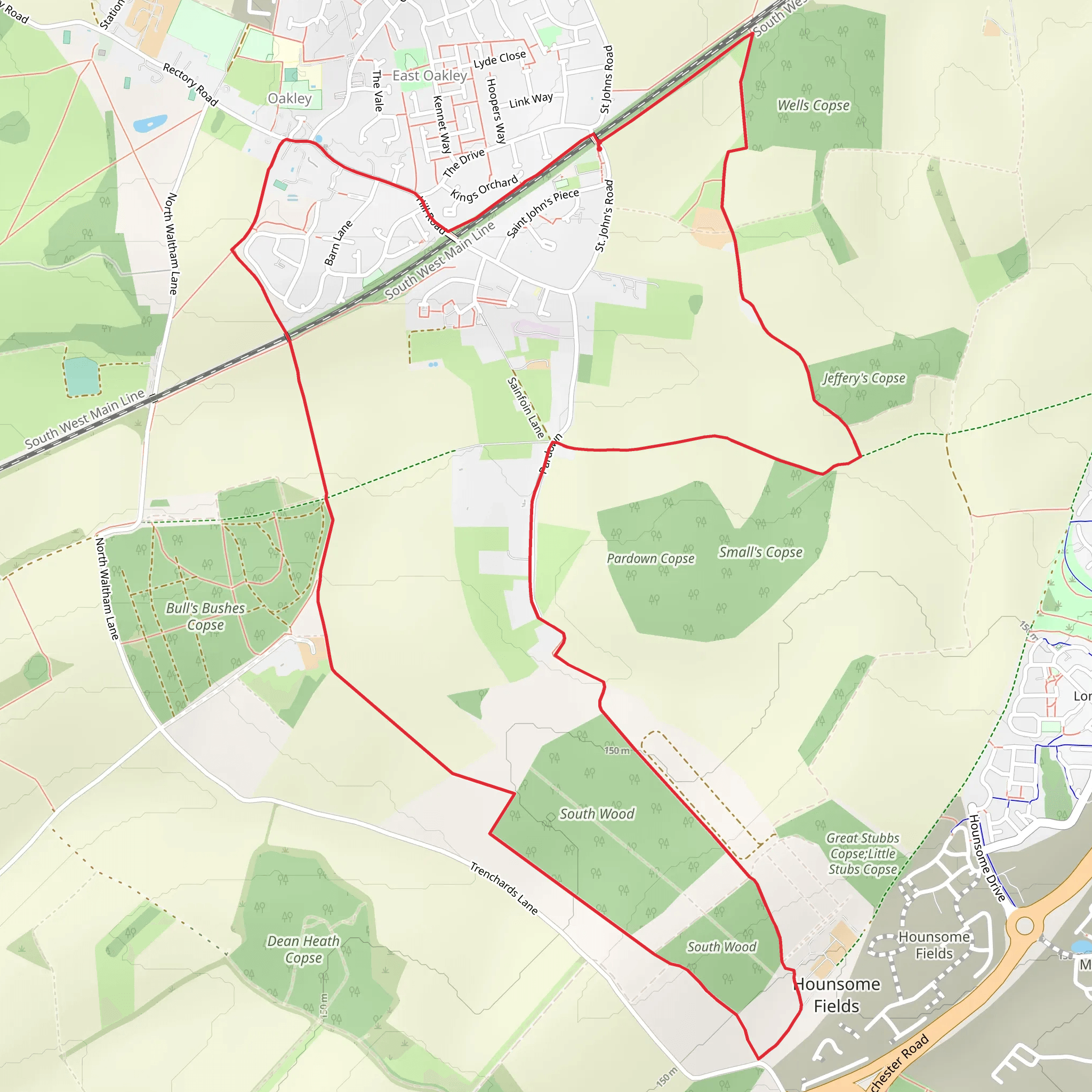 South Wood from Oakley mobile static map