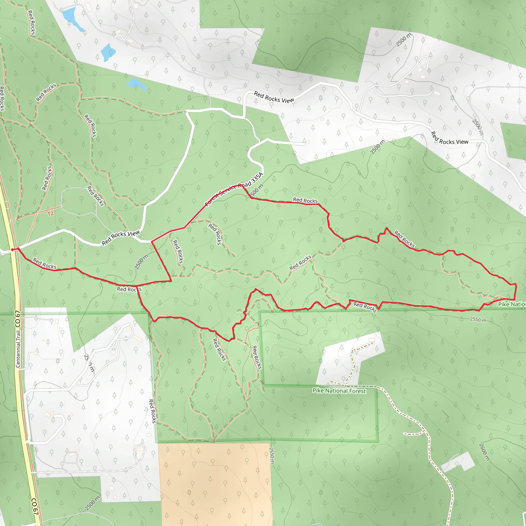 Red Rocks Trail mobile static map