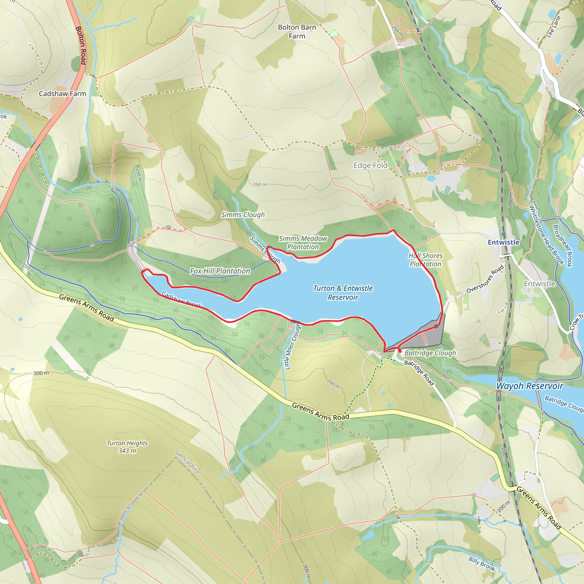 Turton and Entwistle Reservoir Loop mobile static map