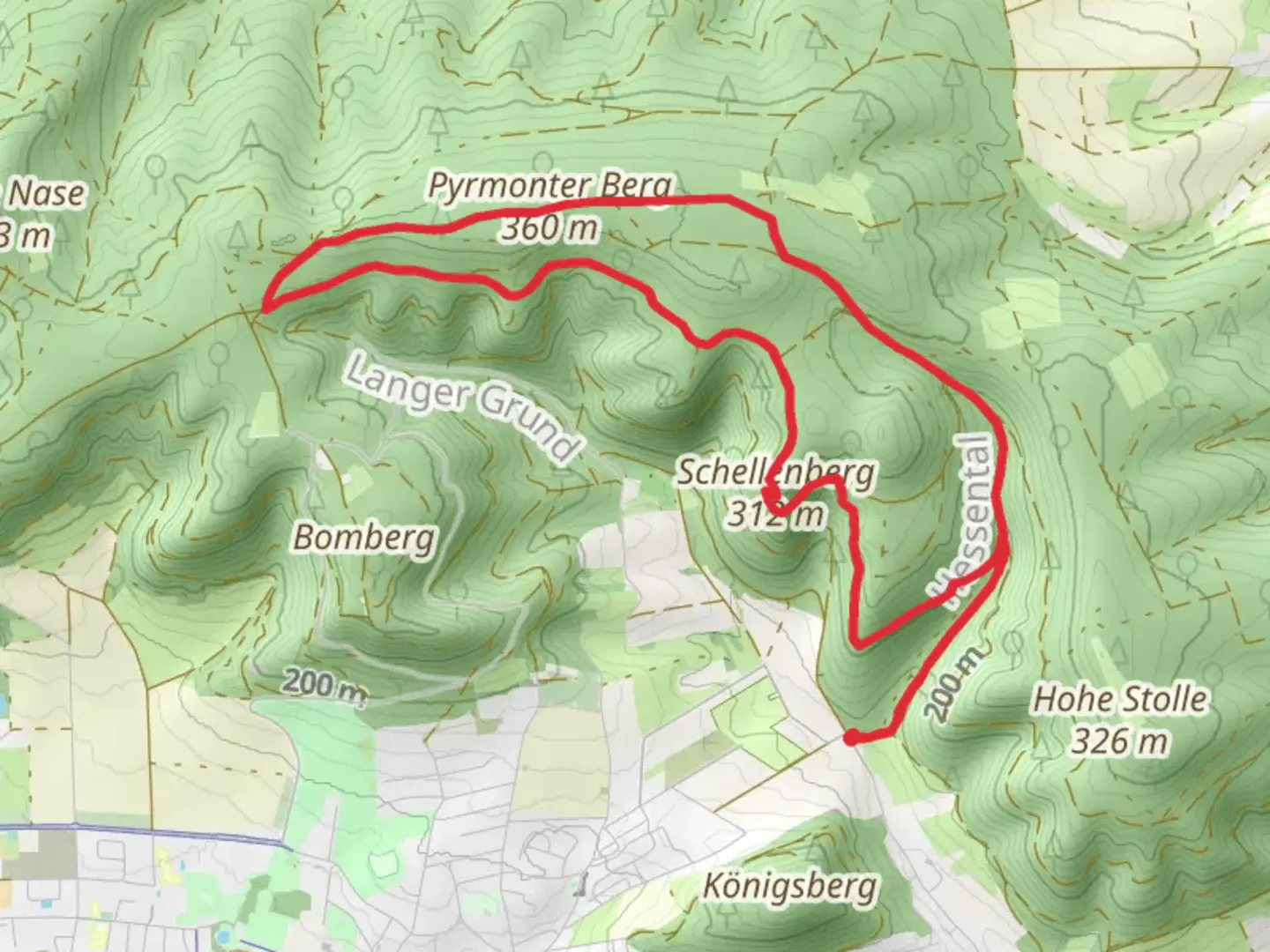 An image depicting the trail Pyrmonter Berg and Schellenturm Loop and its surrounding area.