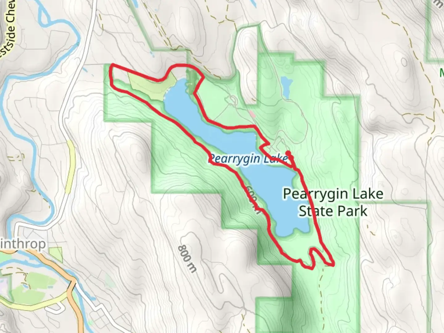 An image depicting the trail Pearrygin Lake Loop and its surrounding area.