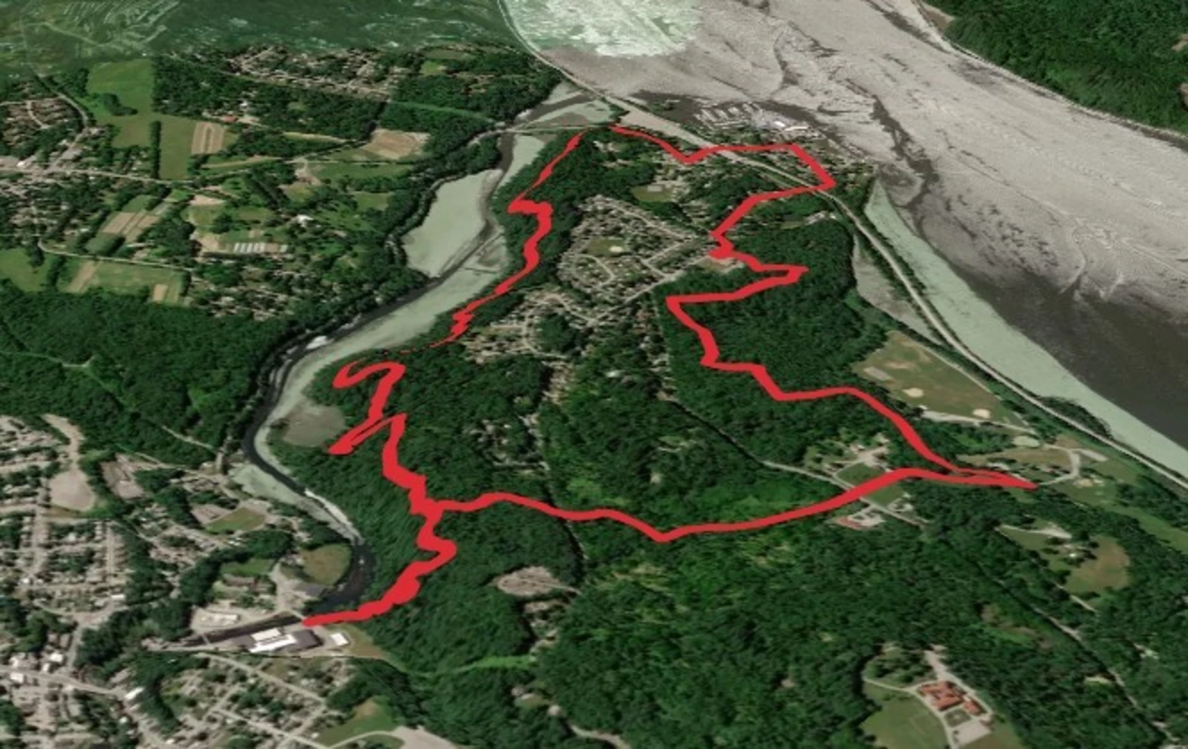 An image depicting the trail Wappinger Creek and Bowdoin Park Loop from New Hamburg and its surrounding area.