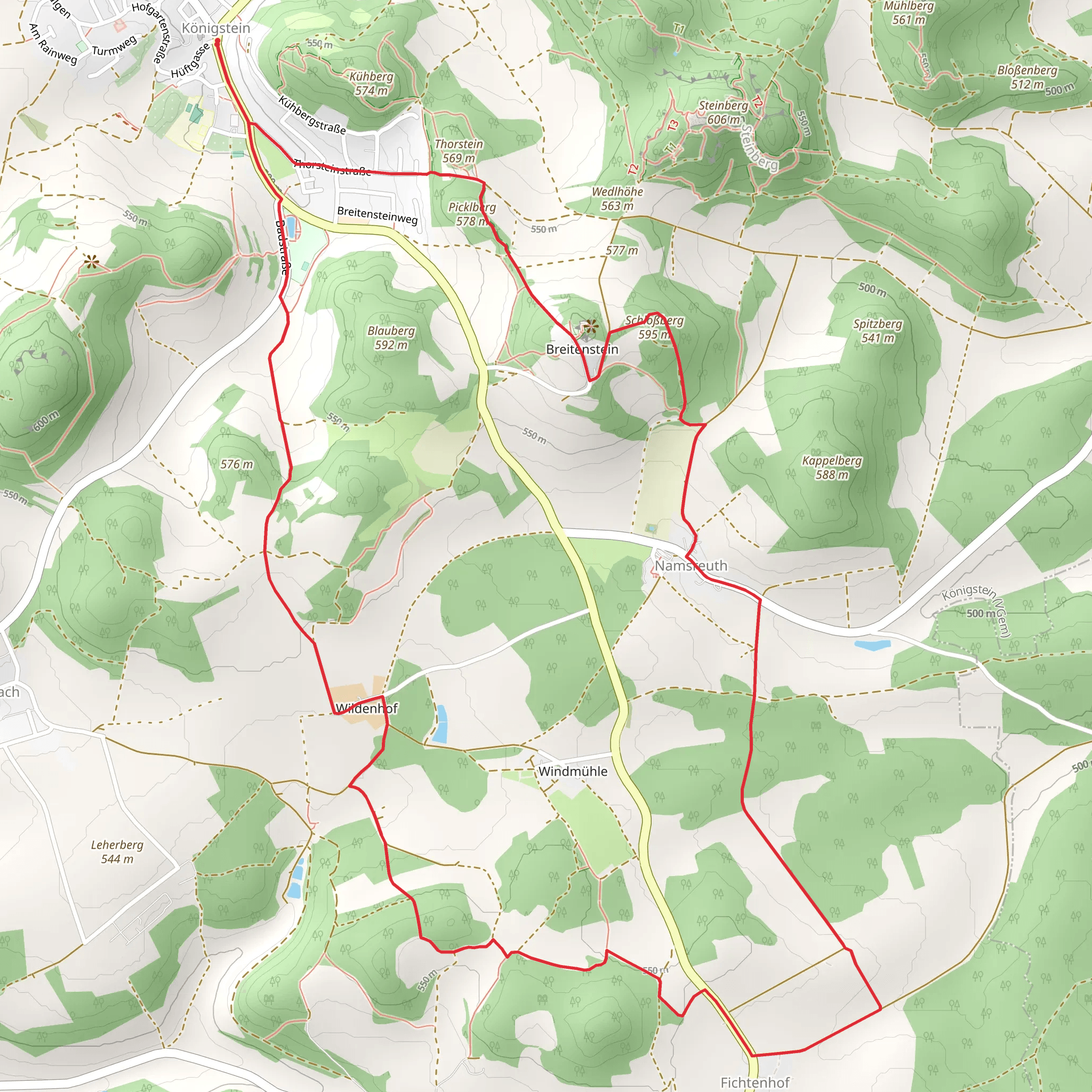 Eschenfelden Rundweg and Koenigstein Fichtenhof mobile static map
