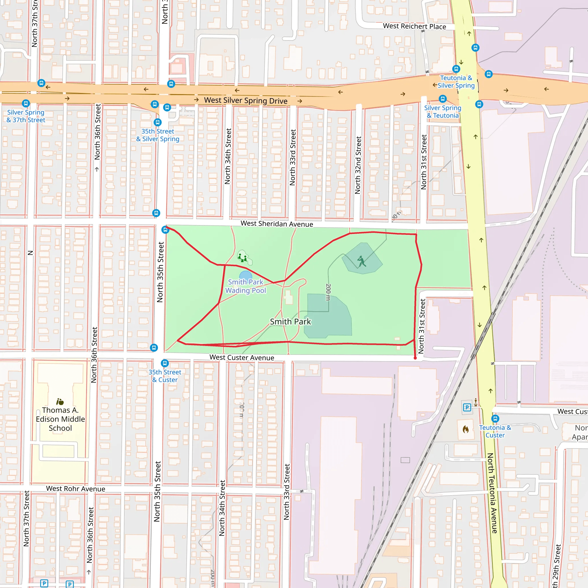 Smith Park Loop mobile static map