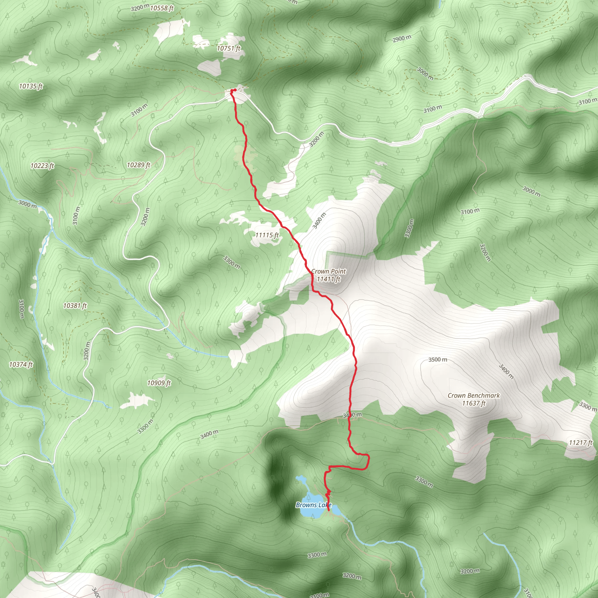 Browns Lake and Timberline Lake mobile static map