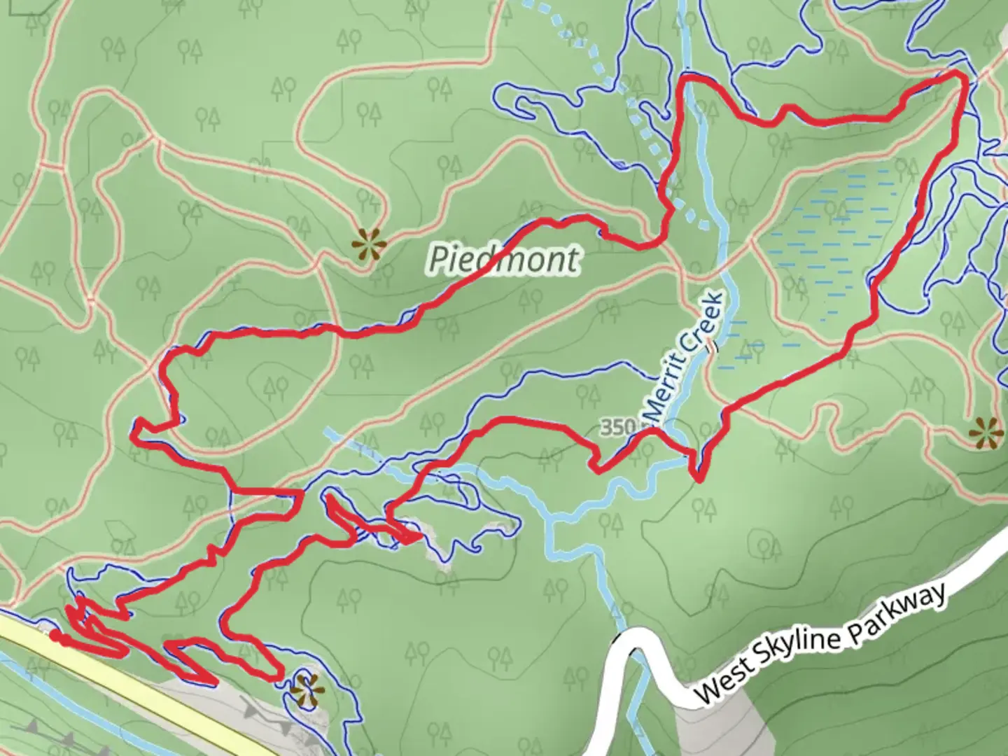 An image depicting the trail Fox rock and Upper Burner of Stovetop Loop and its surrounding area.