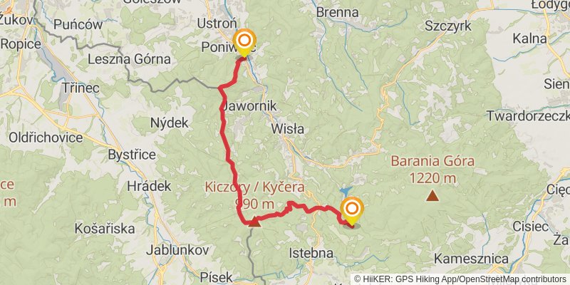 Main Beskid Trail stage 2 Map