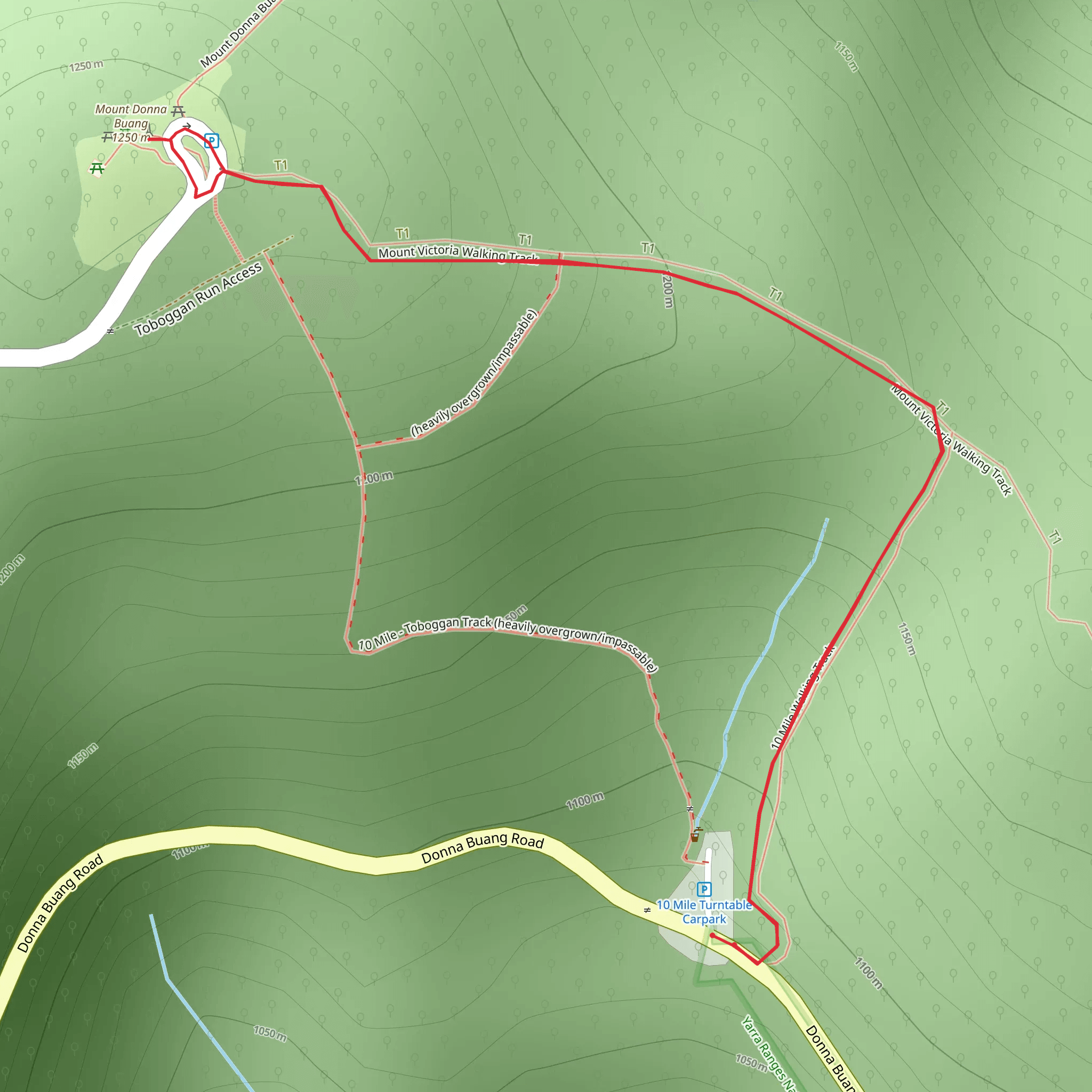 Mt Donna Buang - Turntable to Summit Trail mobile static map
