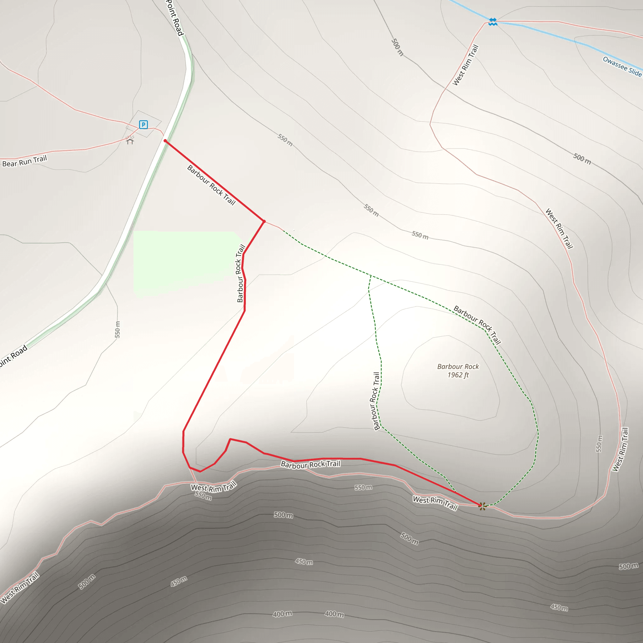 Barbour Rock Trail mobile static map