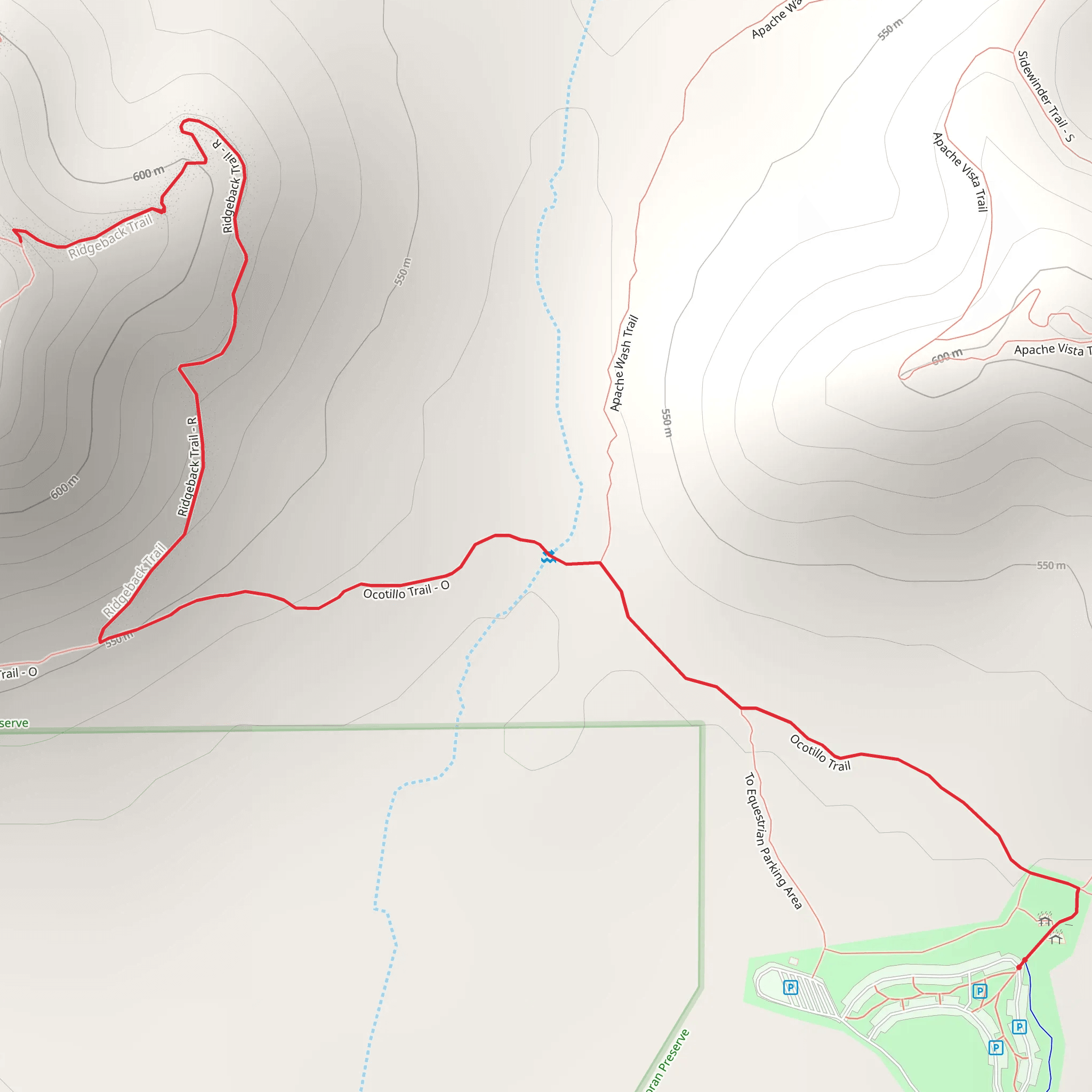Ridgeback and Ocotillo Trail mobile static map