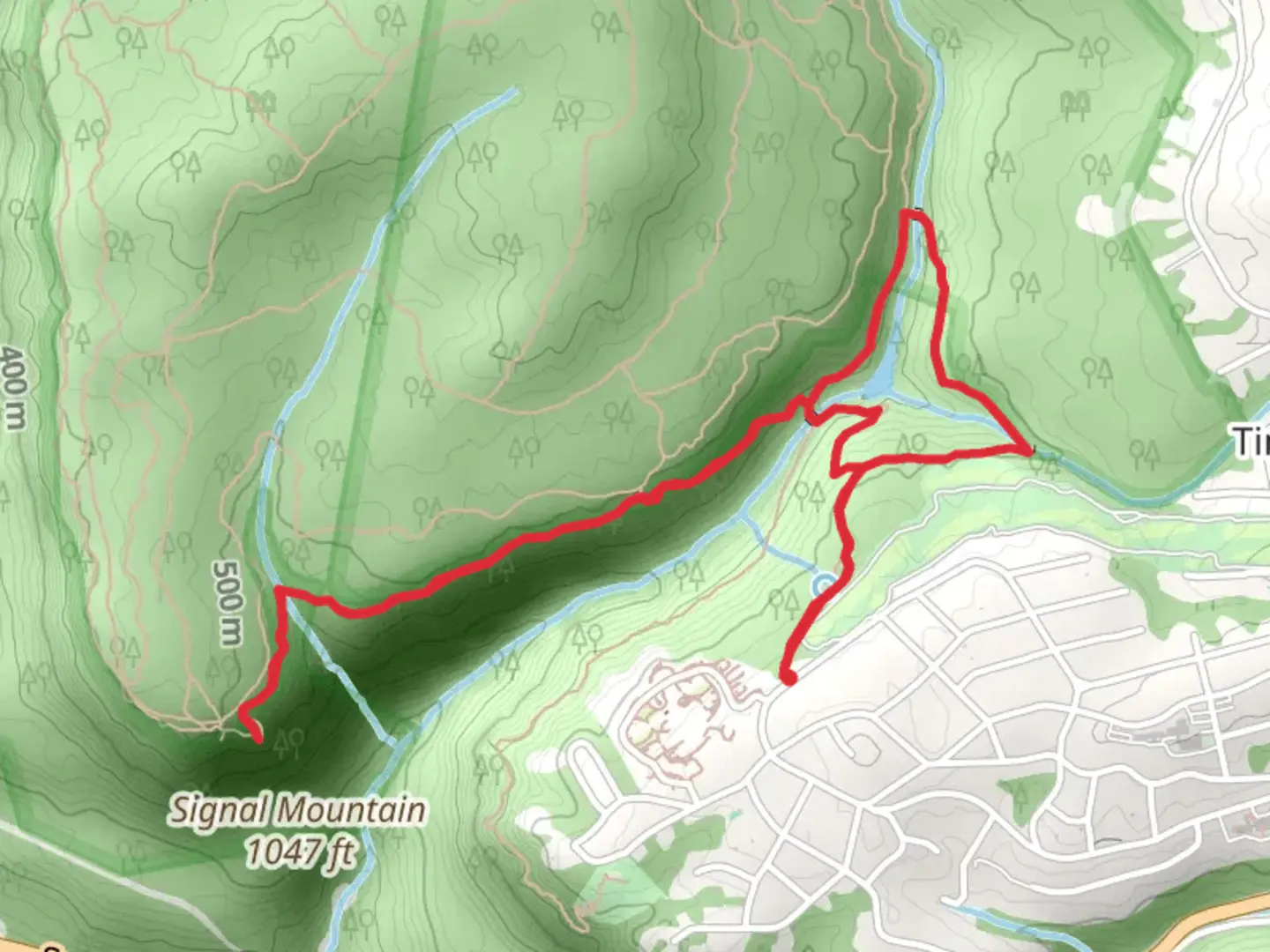 An image depicting the trail Bee Branch, Rainbow Lake and Signal Point Loop Trail and its surrounding area.