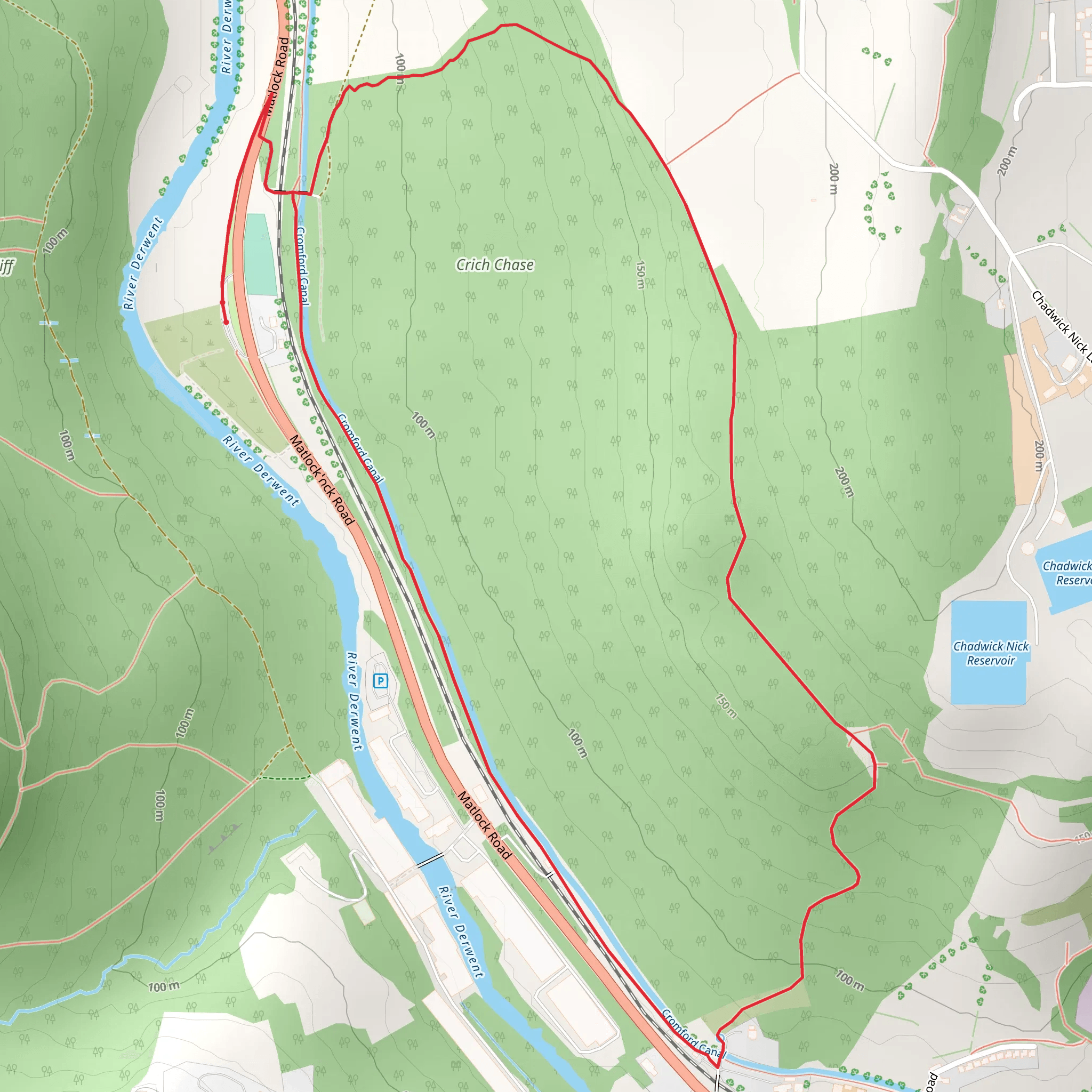 Crich Chase Loop mobile static map