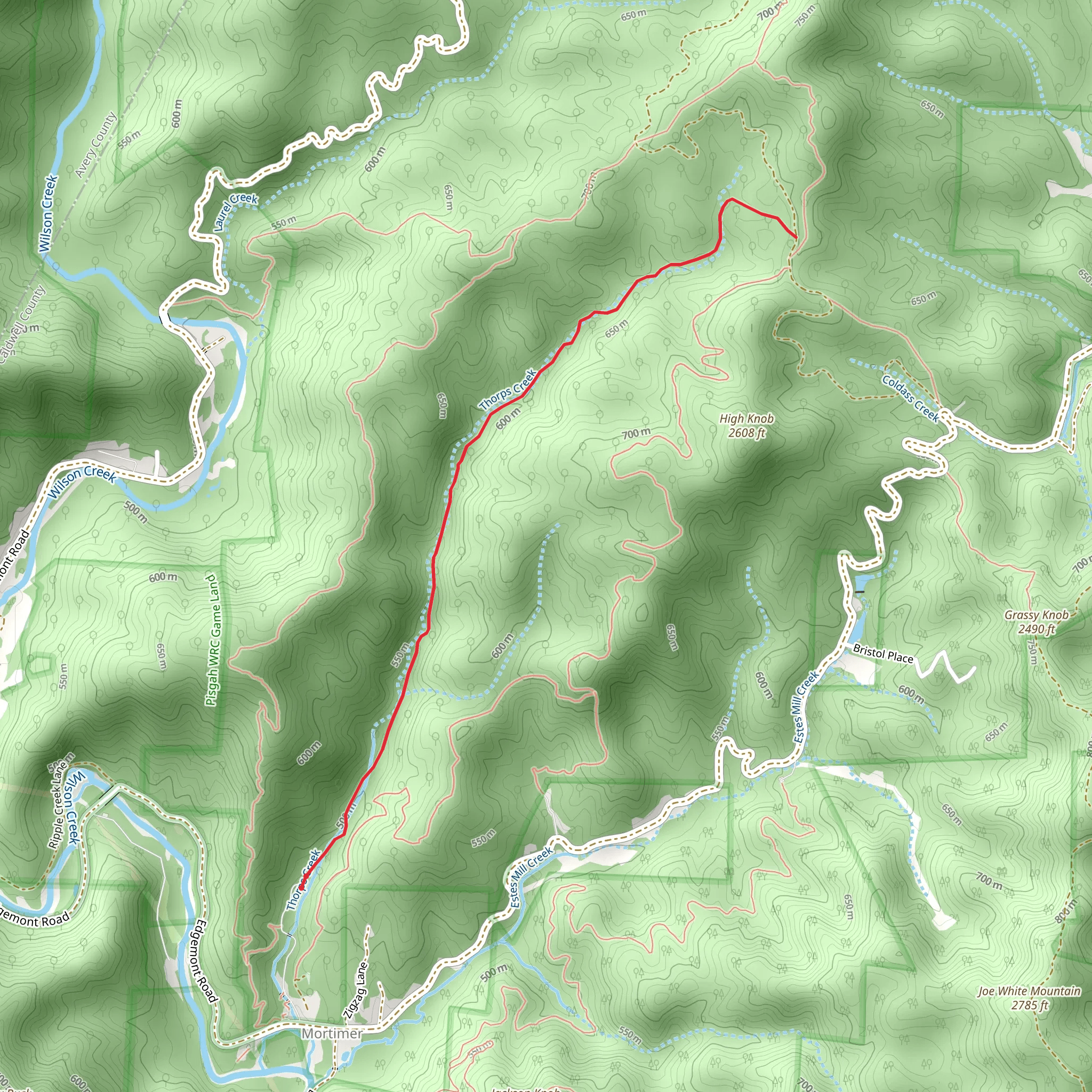 Thorpes Creek Trail mobile static map