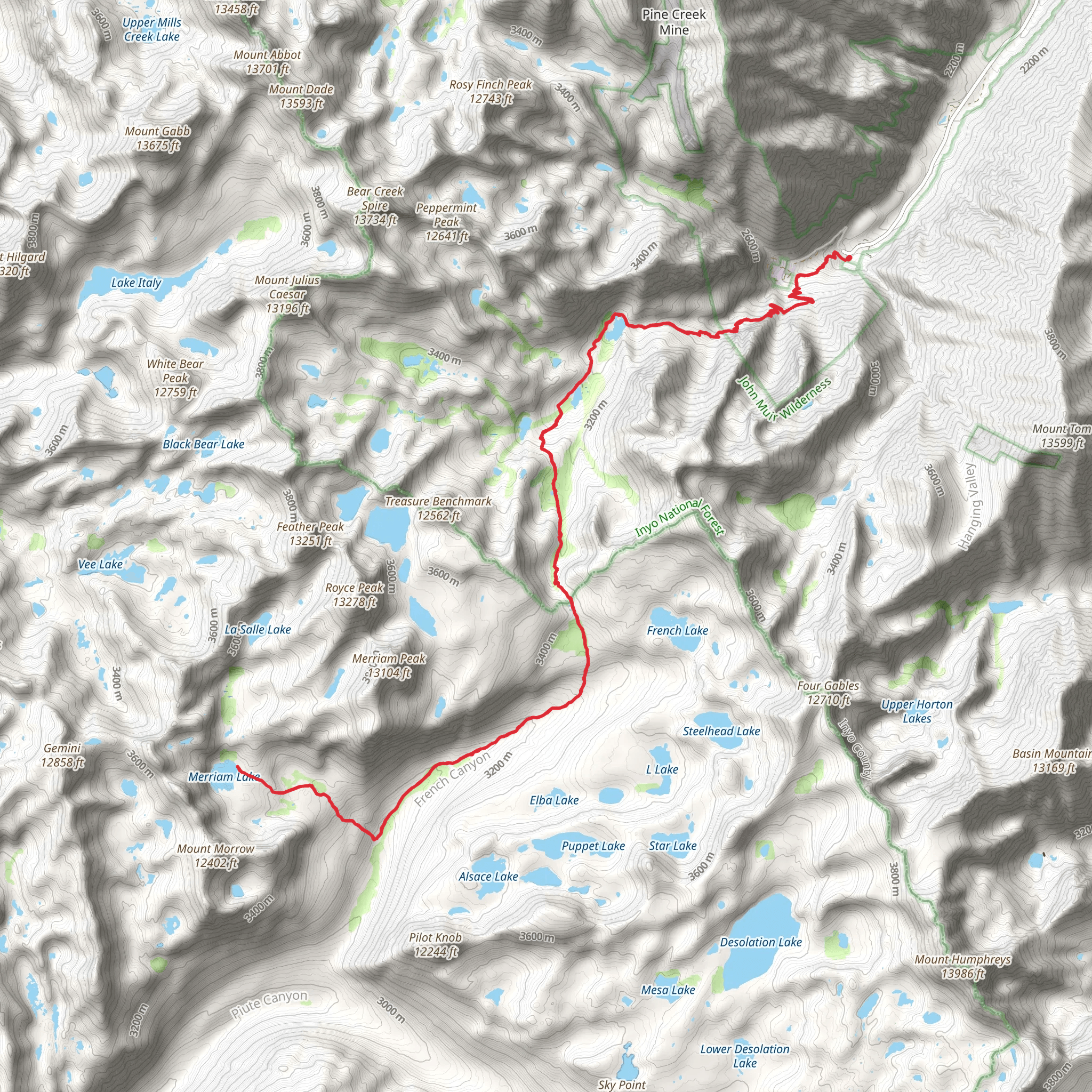 Merriam Lake via Pine Creek Trail mobile static map