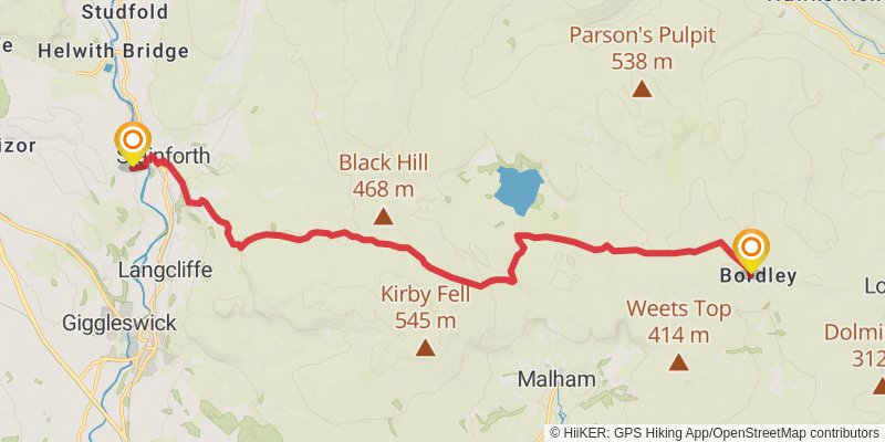 Lancaster to Ulleskelf Walk stage 3 Map