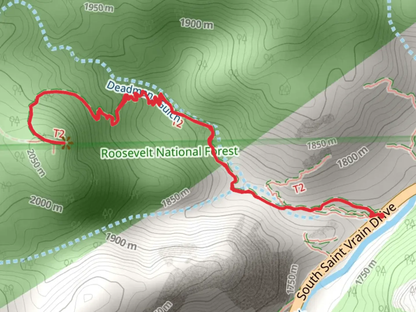 An image depicting the trail Deadman Gulch Walk and its surrounding area.