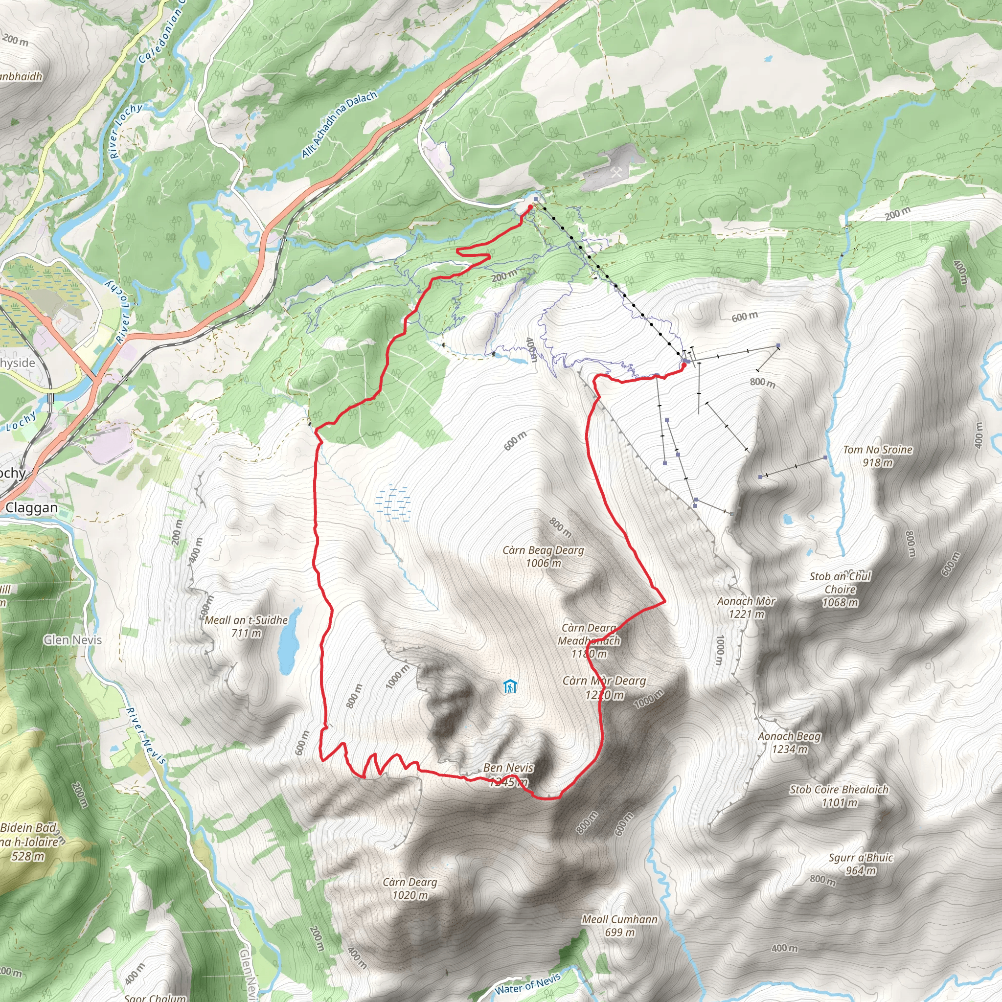 Carn Dearg Meadhonach and Caron Mor Dearg Arete mobile static map