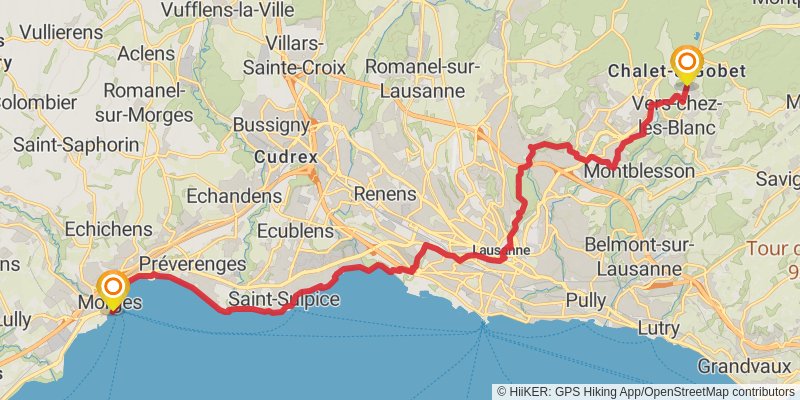 Camino Lucerne-Geneva stage 12 Map