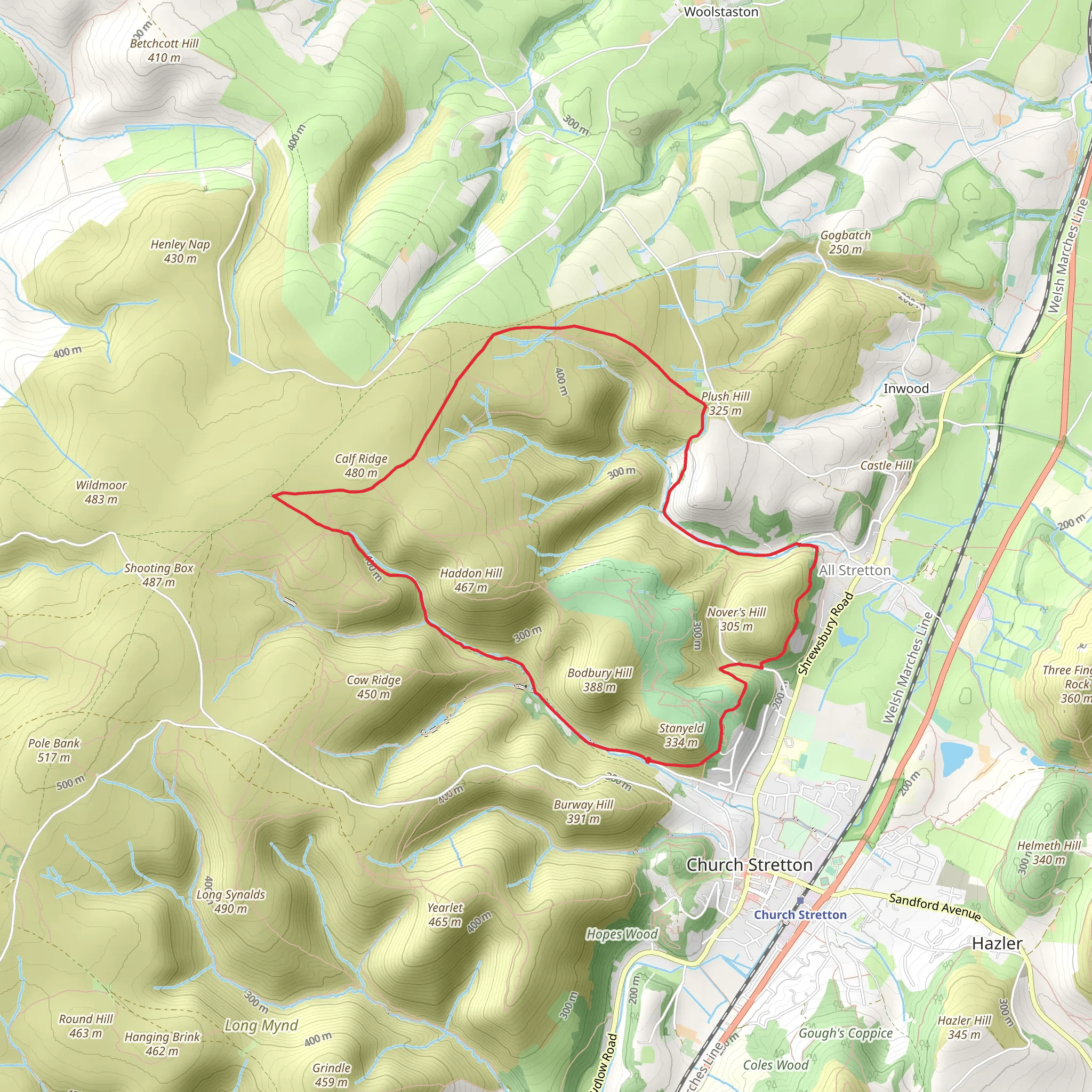 Nover's Hill and Jack Mytton Way mobile static map