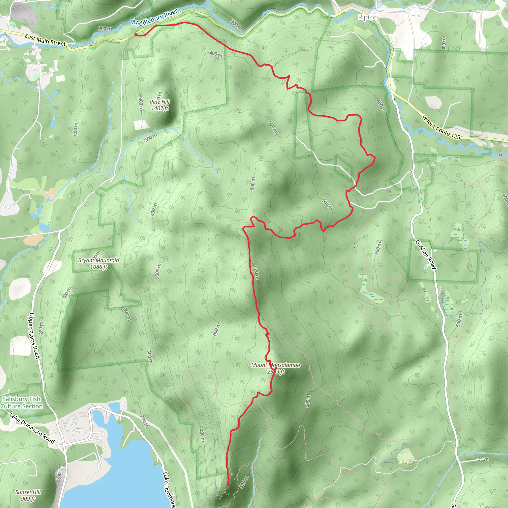Mount Moosalamoo via Oak Ridge Trail mobile static map