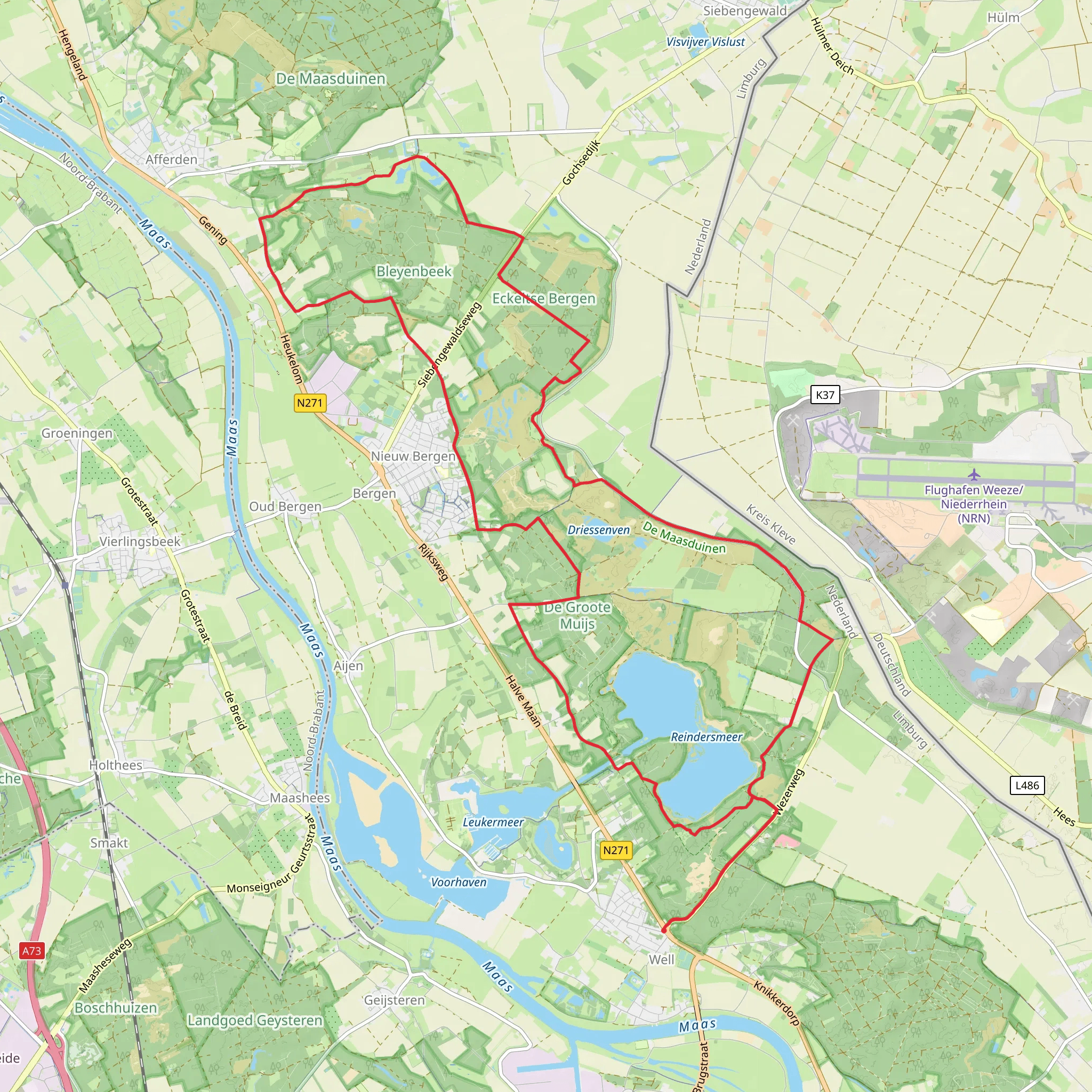 Reindersmeer, Berkenkamp and Maasduinen Loop mobile static map