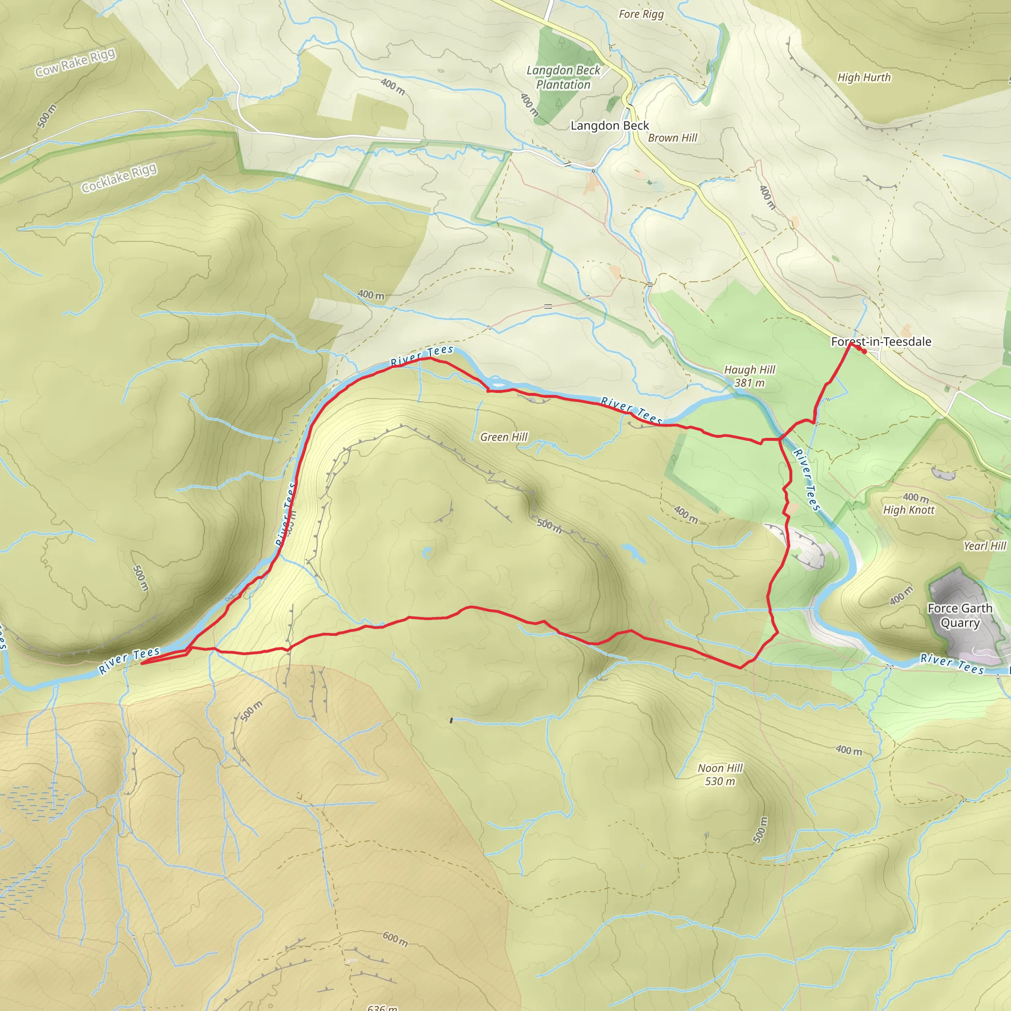 Cronkley Fell from Hanging Shaw mobile static map