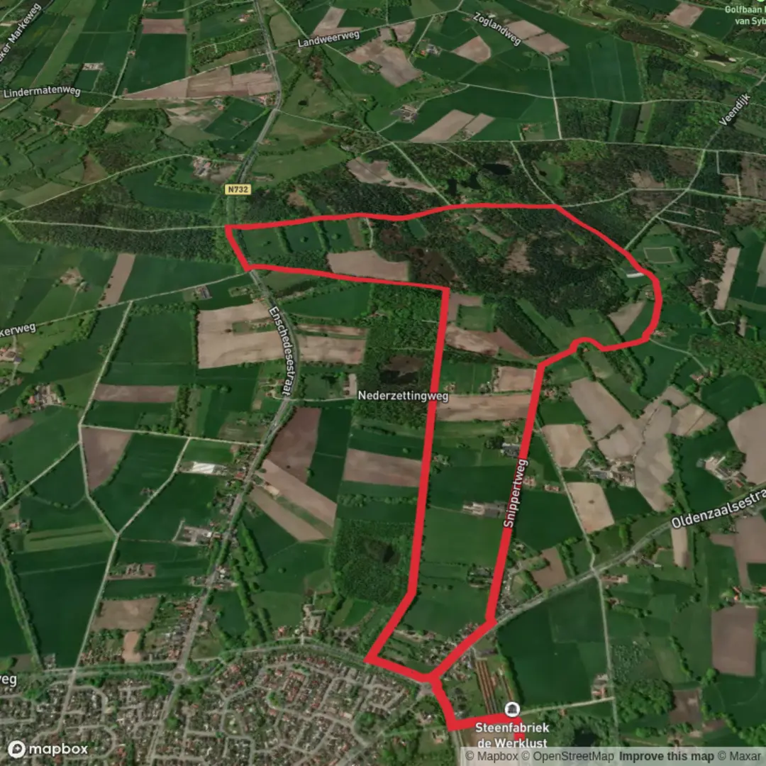 An image depicting the trail Snippert Weg and Hilligenpad Loop and its surrounding area.