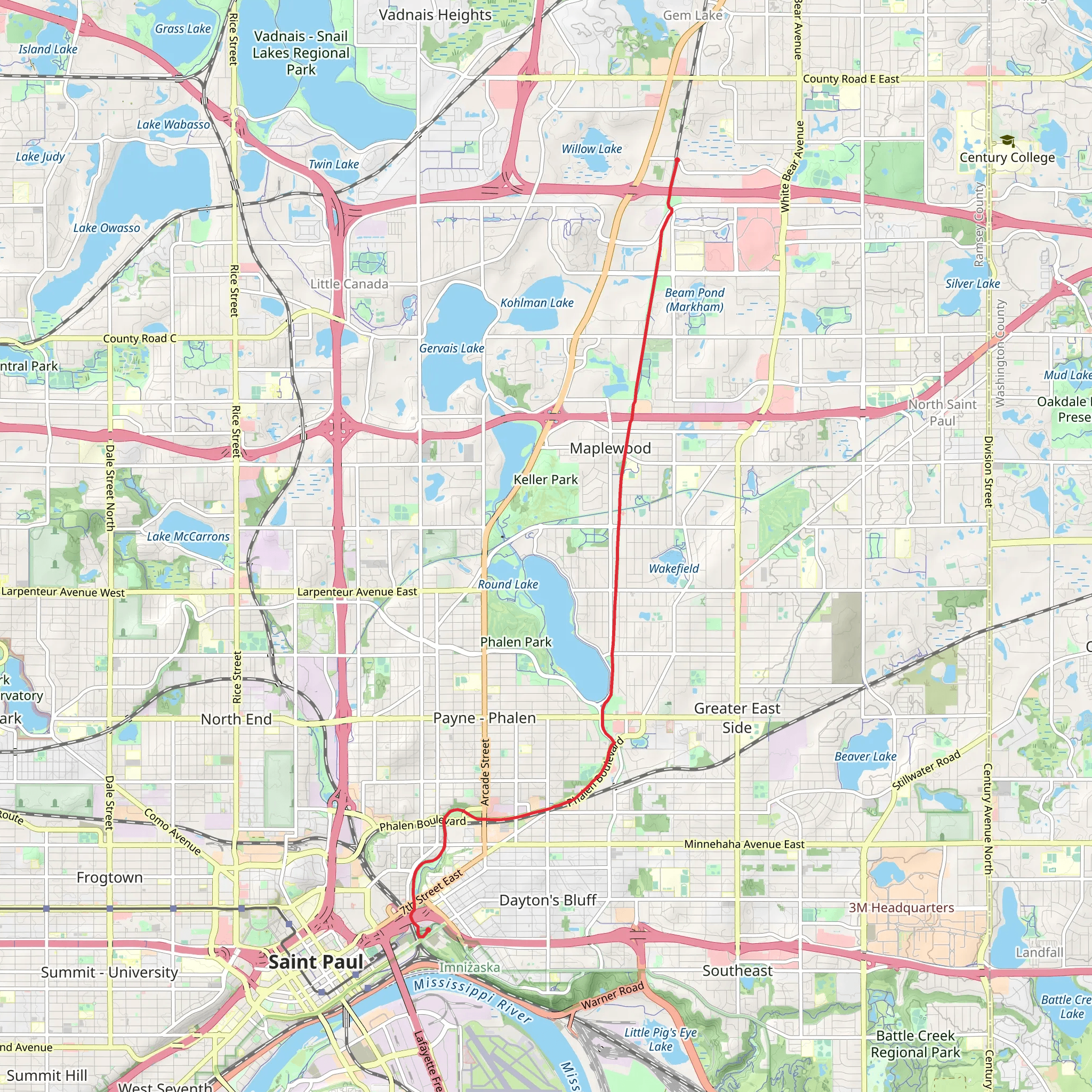 Sam Morgan Regional Trail from Bruce Vento Nature Sanctuary mobile static map