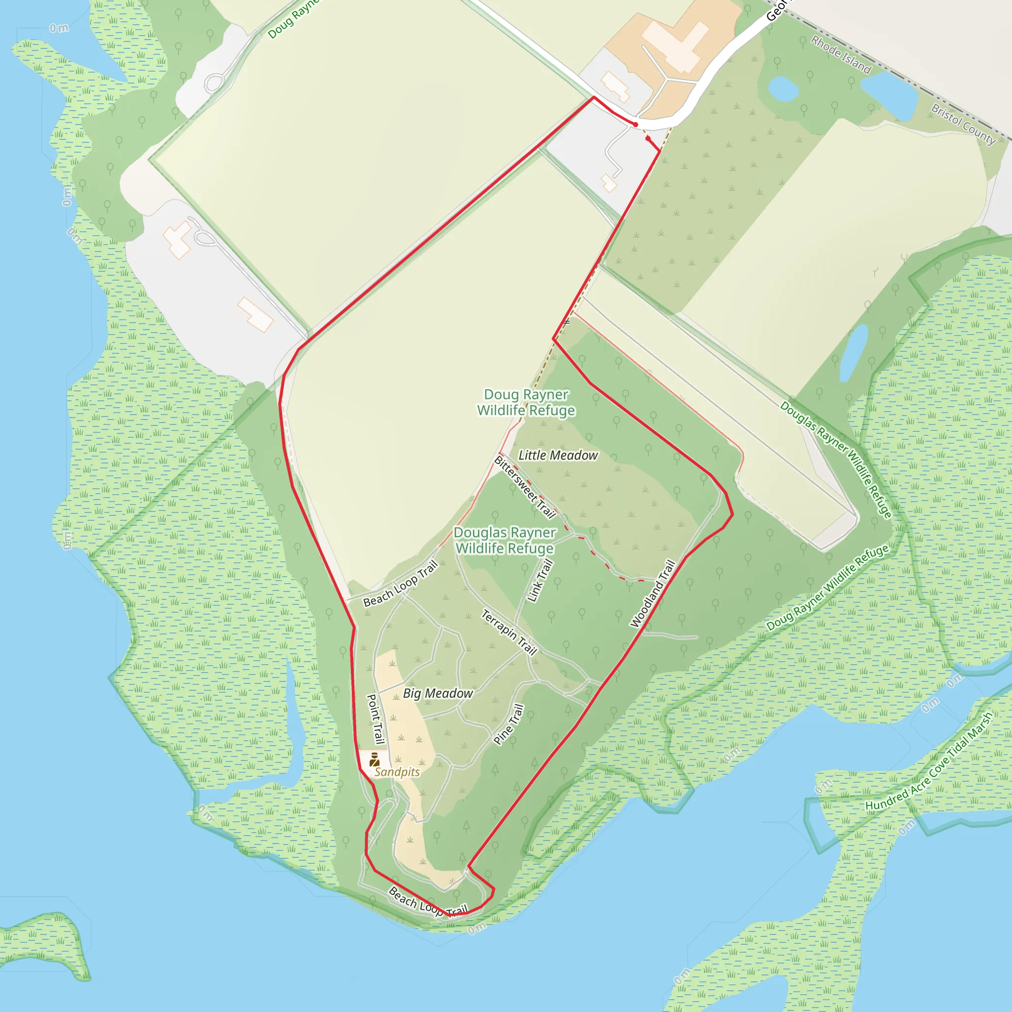 Woodland and Beach Loop Trail mobile static map