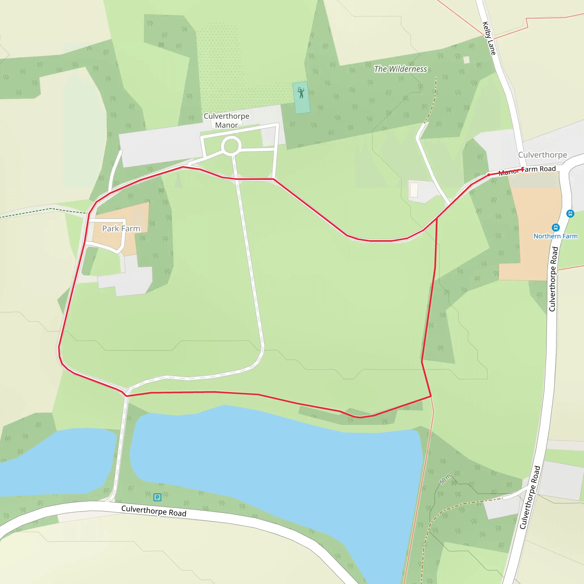Culverthorpe Park Loop mobile static map