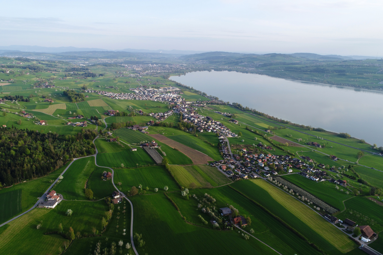 An image depicting the trail Sempachersee-Moosweg and its surrounding area.
