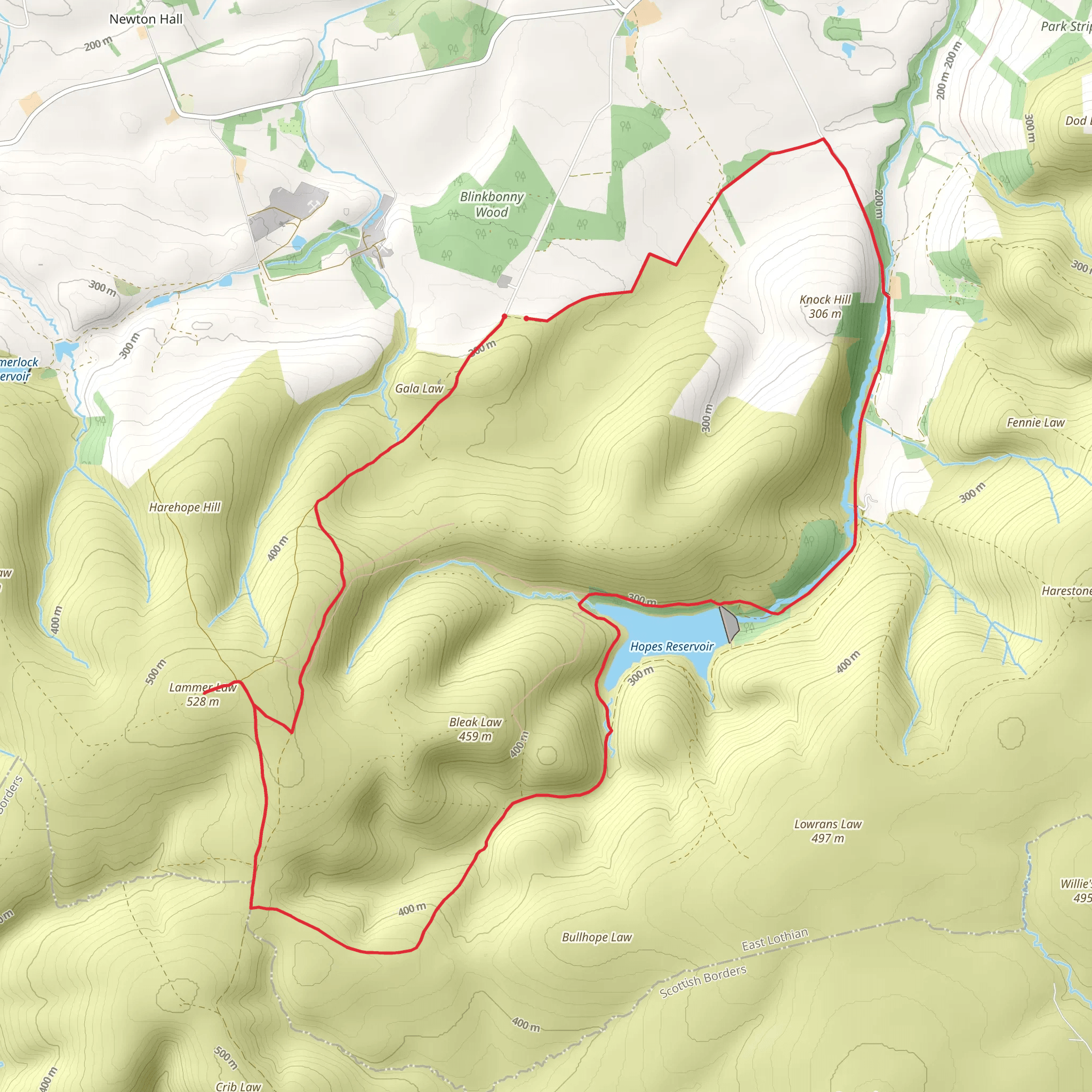 Lammer Law Loop via Hope Reservoir mobile static map