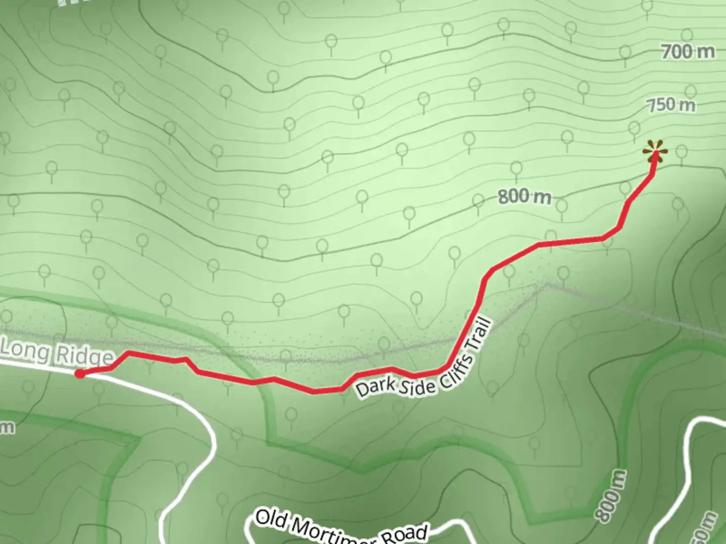 An image depicting the trail Dark Side Cliffs Trail and its surrounding area.
