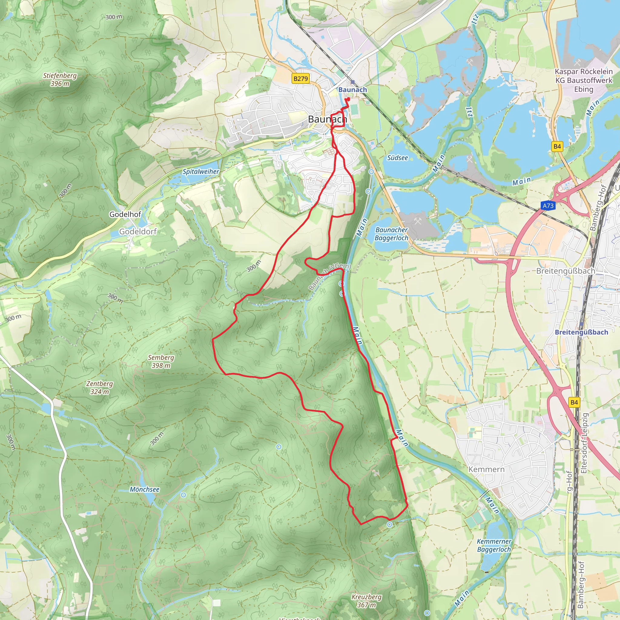 Mainweg Teil, Kemmern Helenkapelle and Burgen und Schloesserweg mobile static map