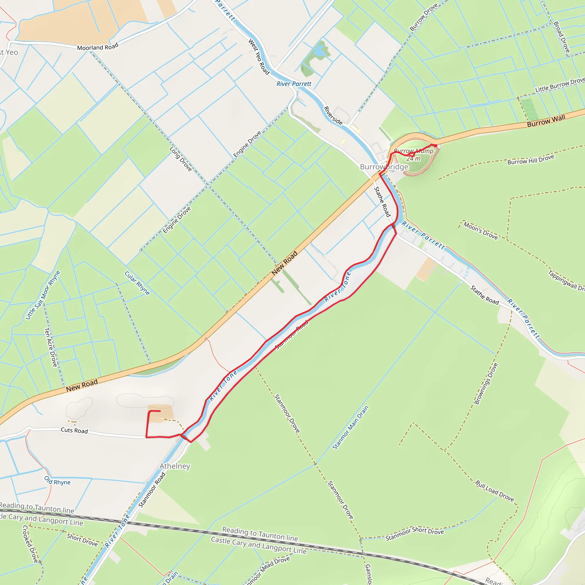 Burrow Mump and King Alfred's Monument mobile static map